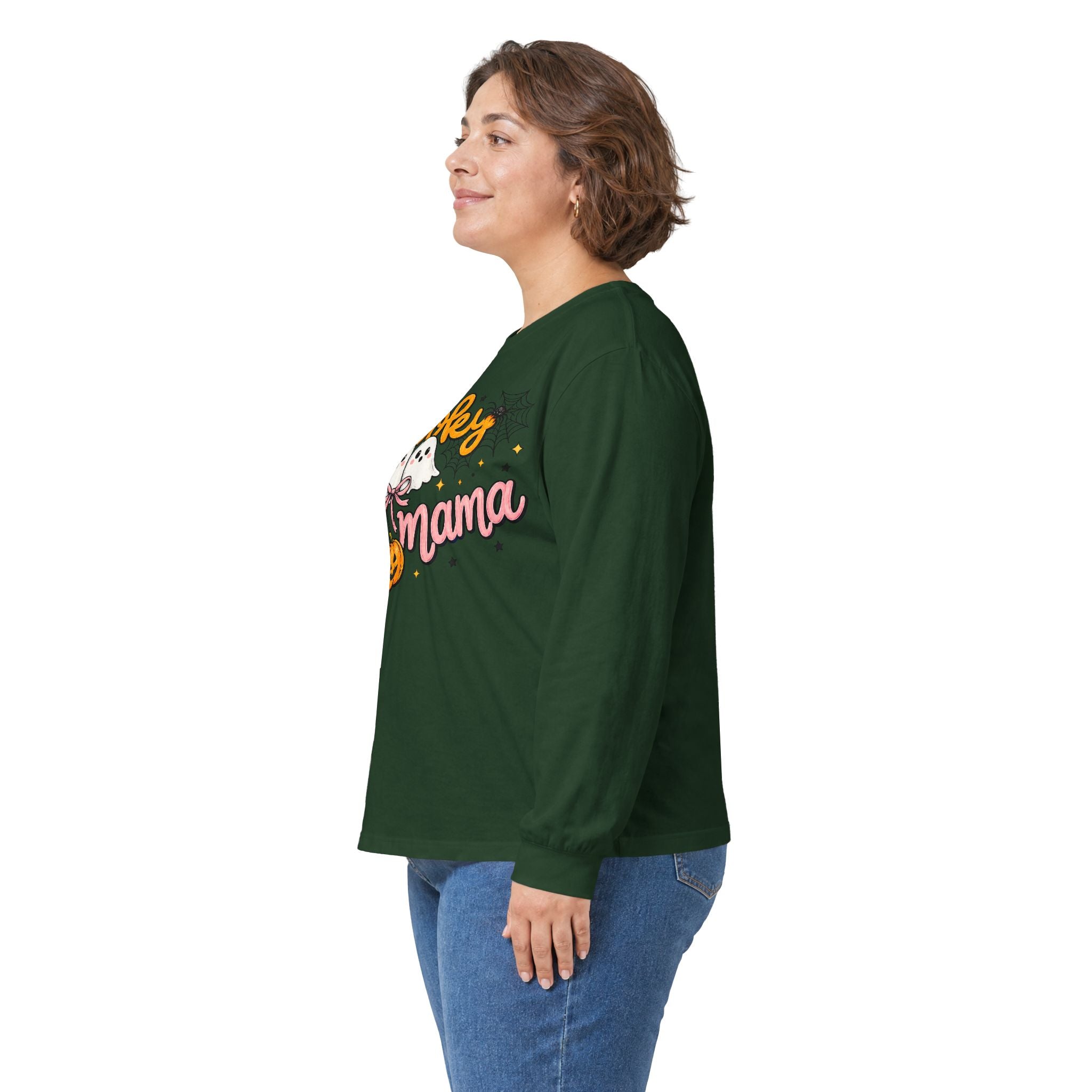 Spooky Mama Long Sleeve Tee — Cute Halloween Ghosts & Pumpkins