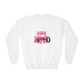 Mini XOXO Youth Crewneck Sweatshirt — Pink Bow Valentine Kids Pullover