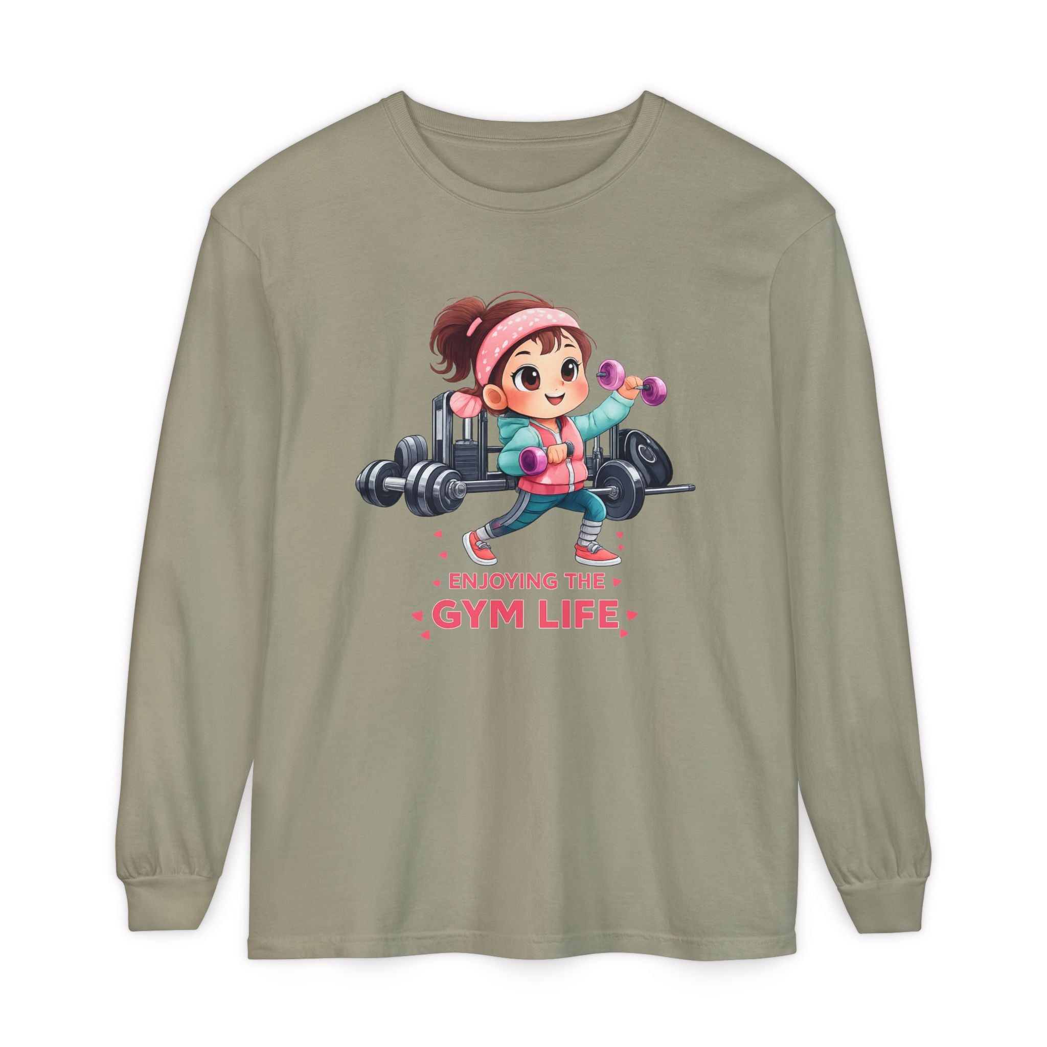 Gym Life Long Sleeve Tee — Cute Girl Weightlifting Fitness Shirt