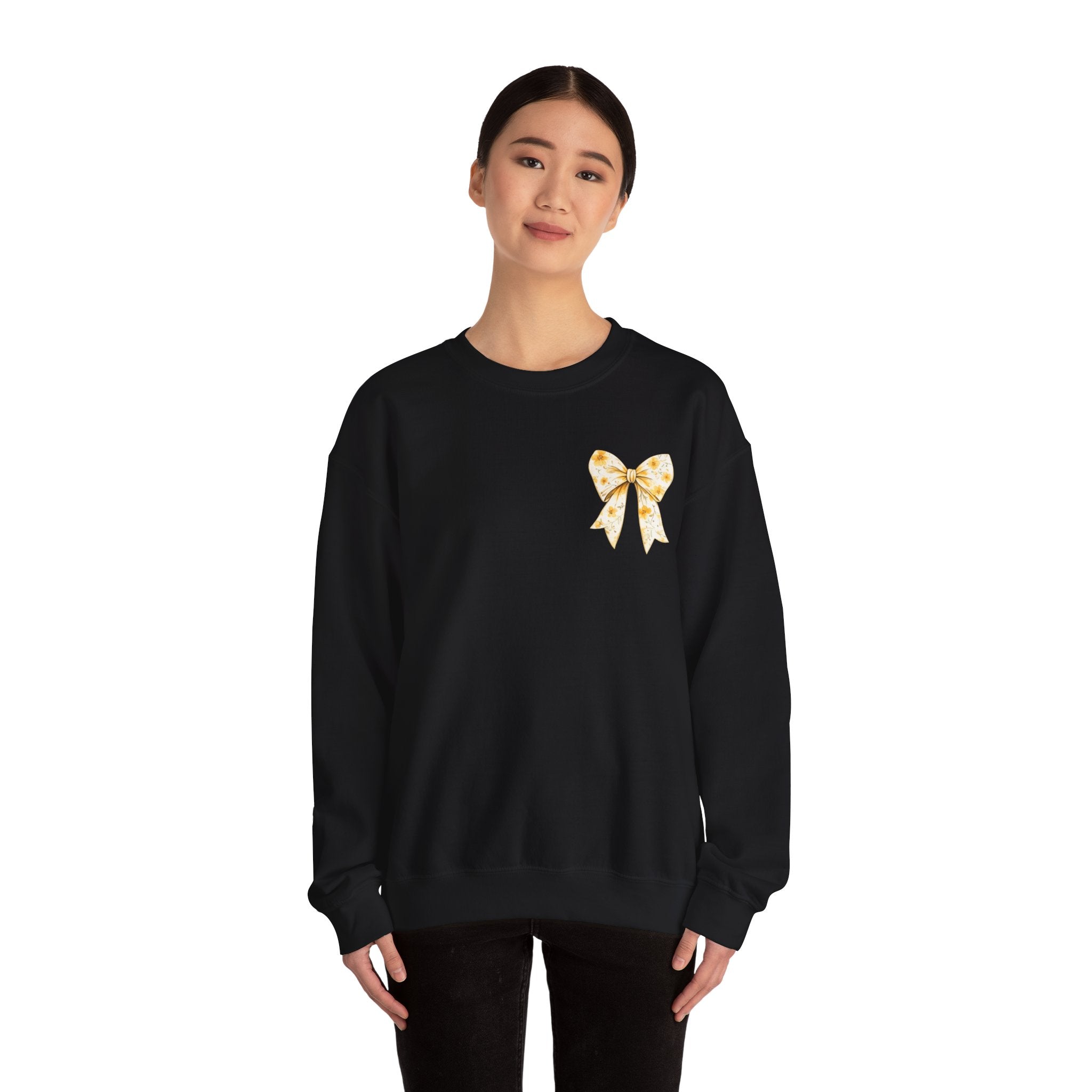 Crewneck Sweatshirt — “God Says You Are” Inspirational Bow Graphic