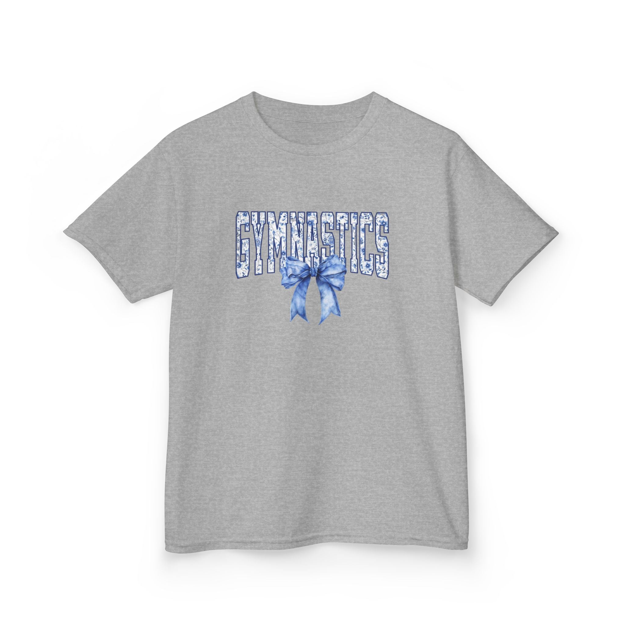 Gymnastics Kids Tee — Blue Bow Athletic Shirt for Girls