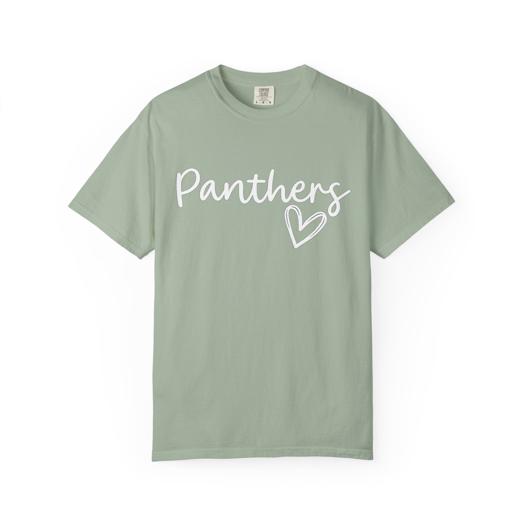 Panthers Heart T-Shirt — Cute Script School Spirit Tee