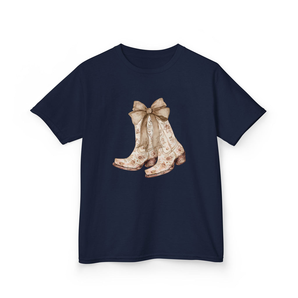 Kids Tee — Vintage Floral Cowboy Boots with Ribbon