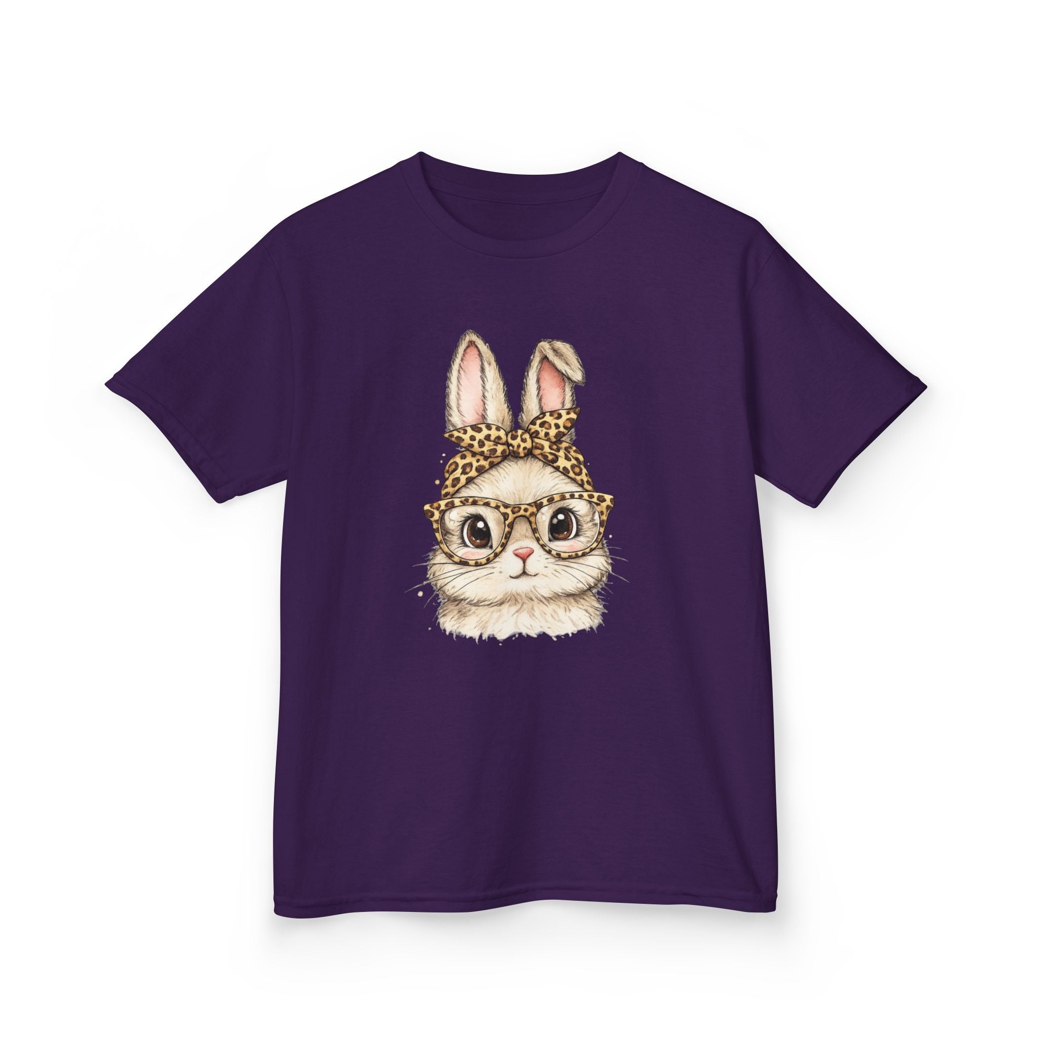 Kids Bunny with Glasses Tee — Cute Leopard Headband Rabbit Shirt for Children