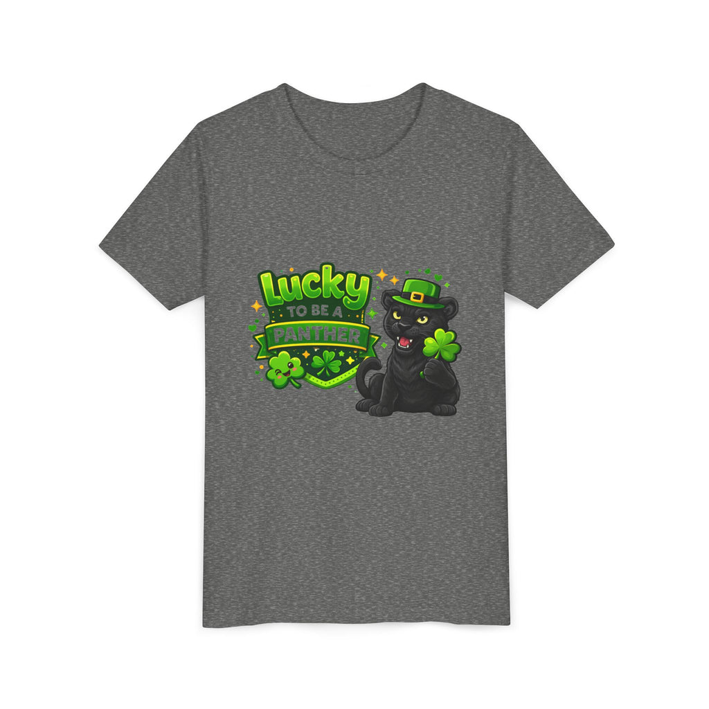 Youth Tee — "Lucky to Be a Panther" St. Patrick's Day Shamrock Tee