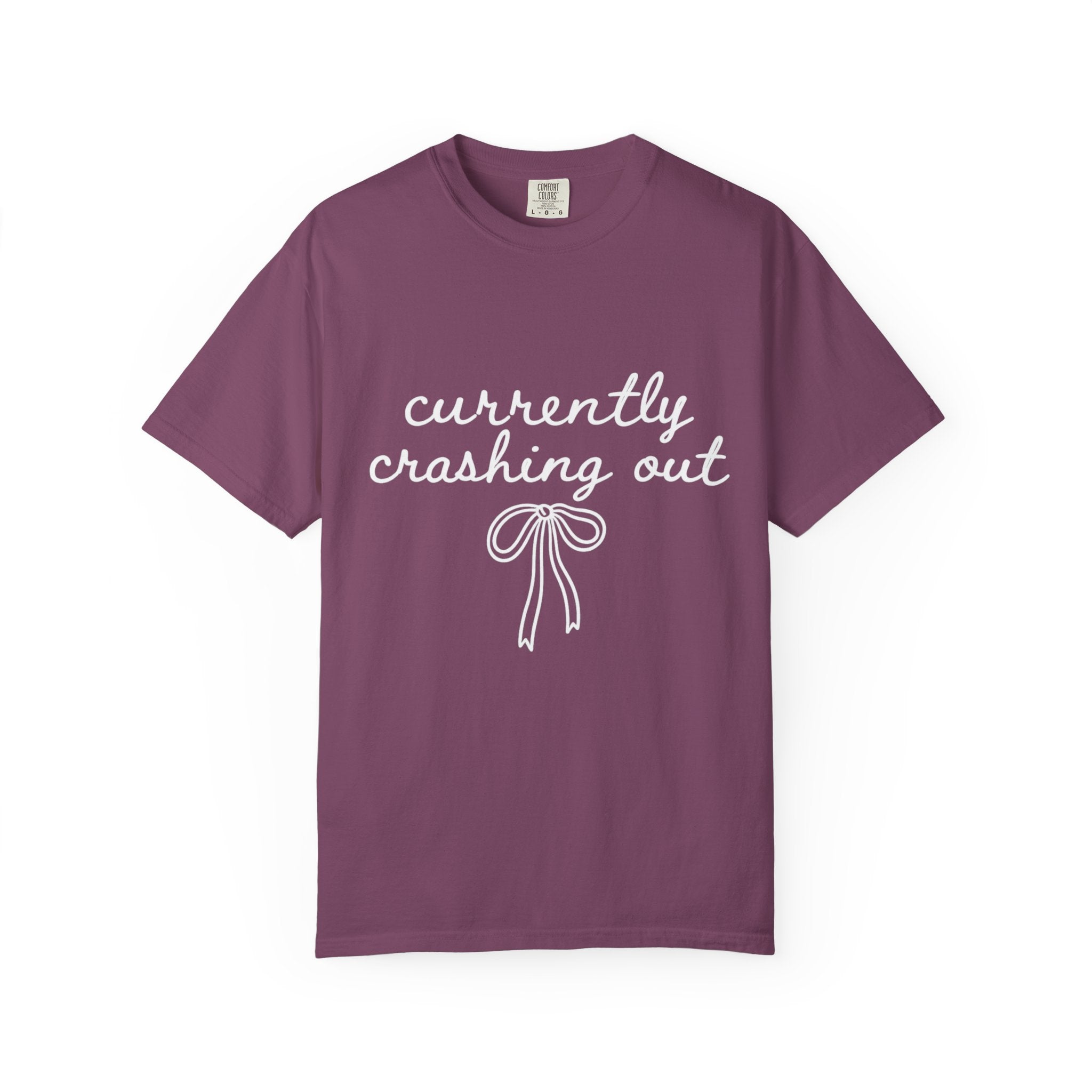 White Garment-Dyed T-Shirt — Minimal Ribbon Graphic Tee