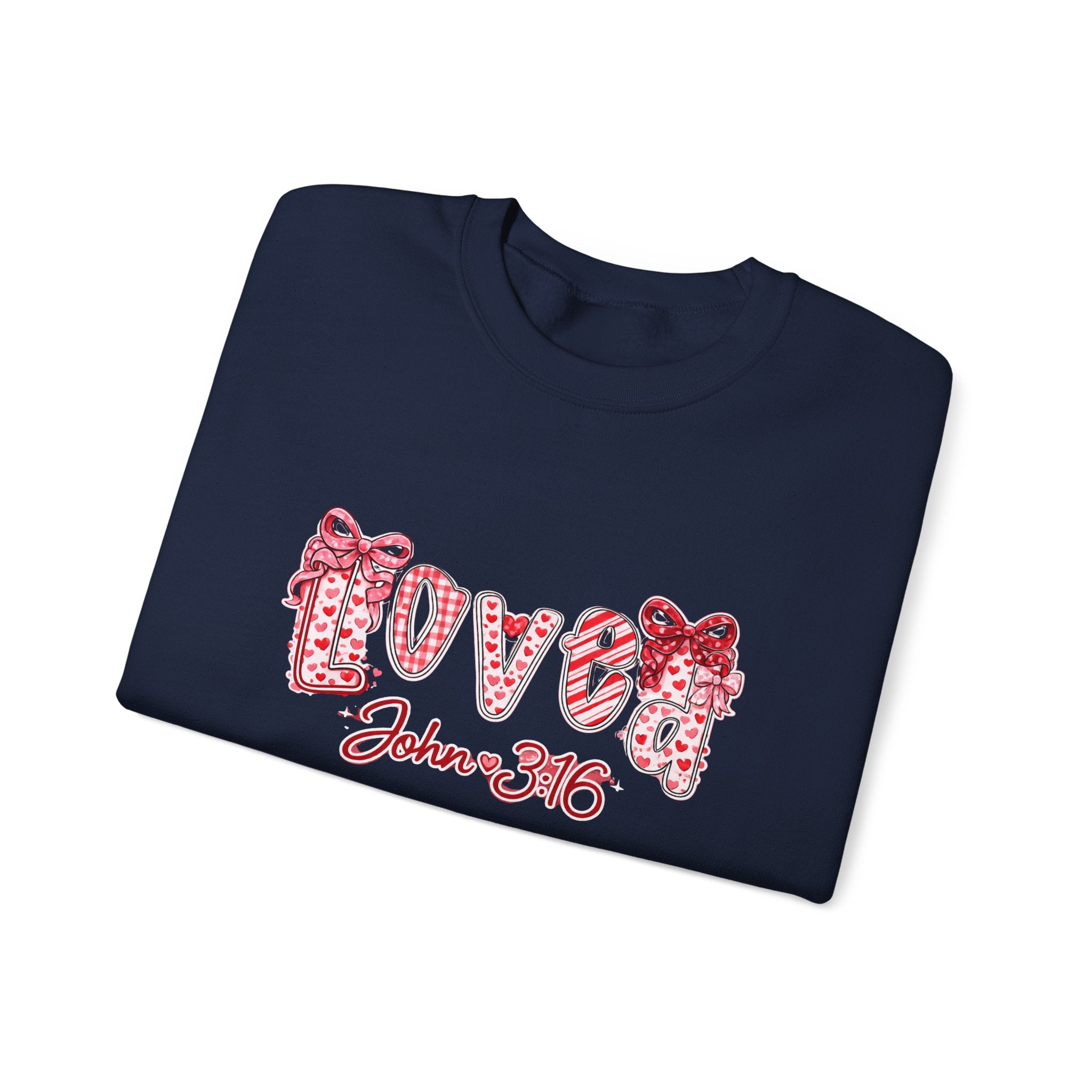 Valentine 'Love' Crewneck Sweatshirt — John 3:16 Script