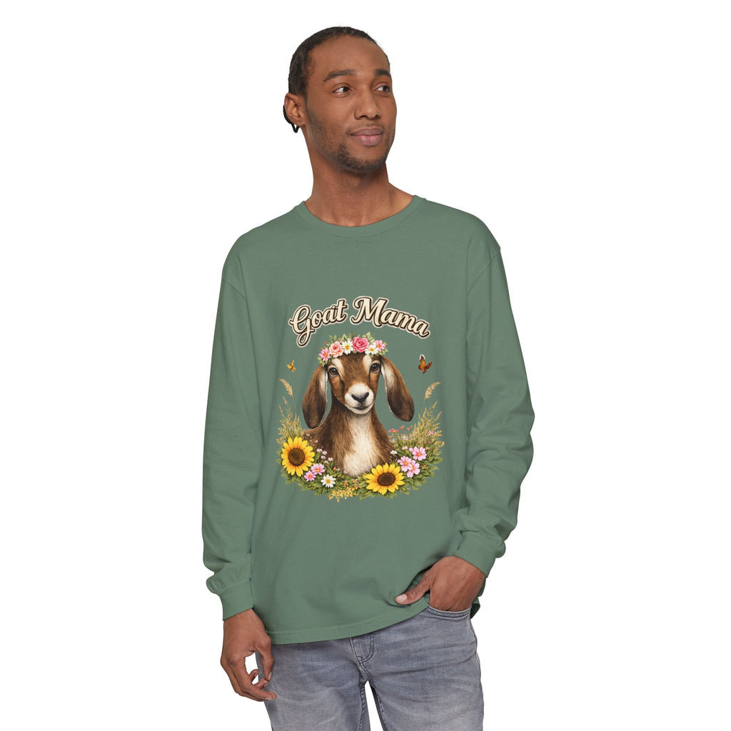Goat Mama Long Sleeve Shirt — Floral Goat Mom Tee