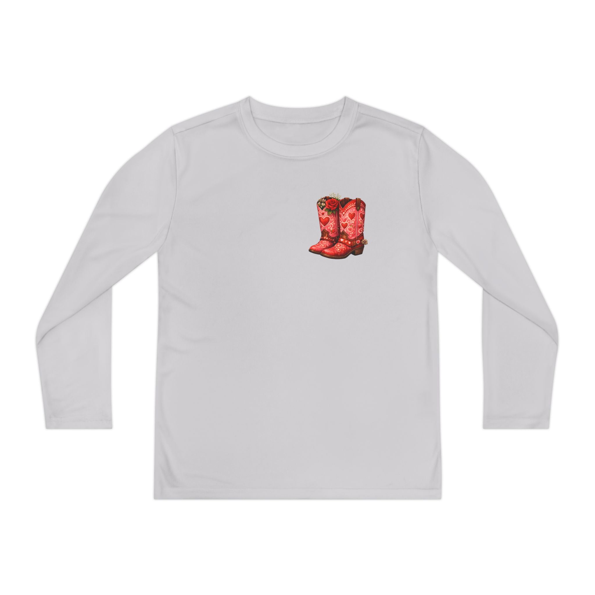 Youth Long Sleeve Tee — “All a Girl Needs is a Right Pair of Boots” Cowboy Boots Graphic