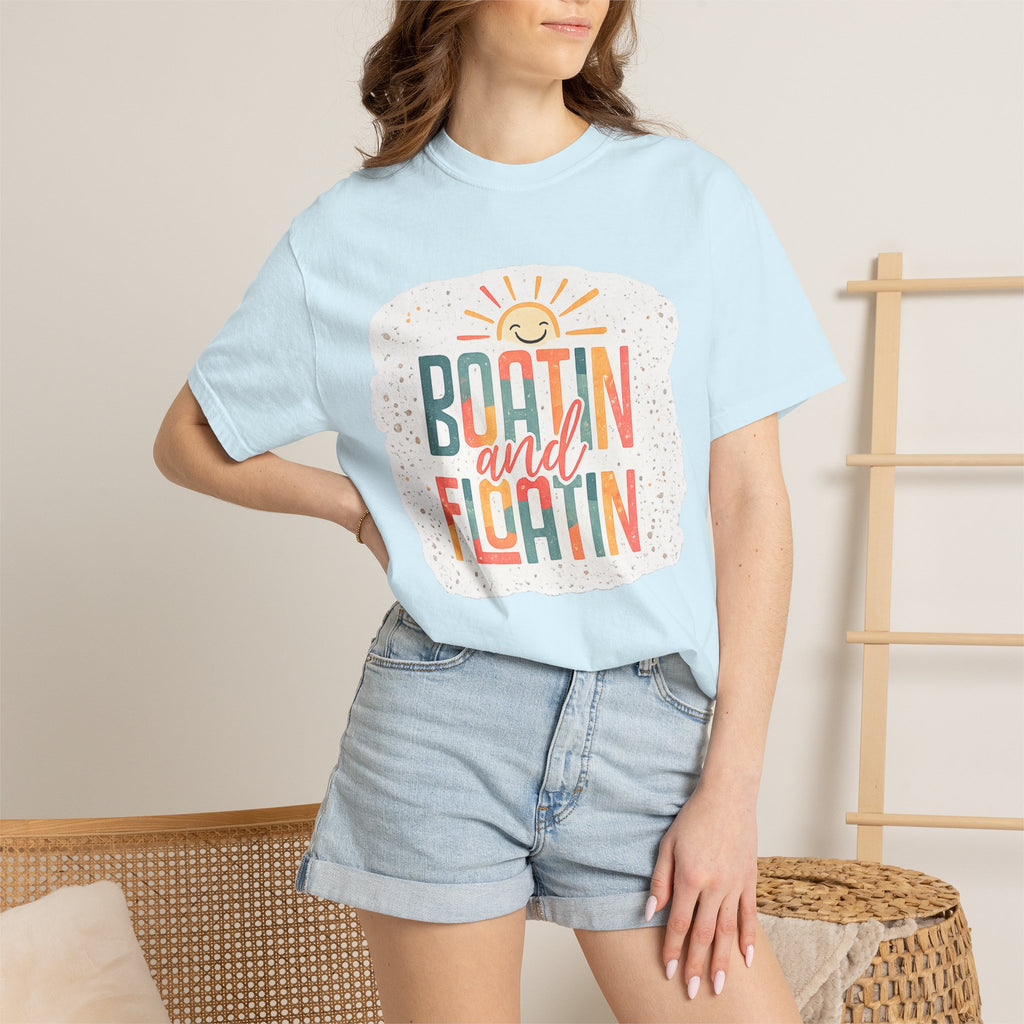 Boatin' and Floatin' T-Shirt — Retro Sun Summer Boating Tee