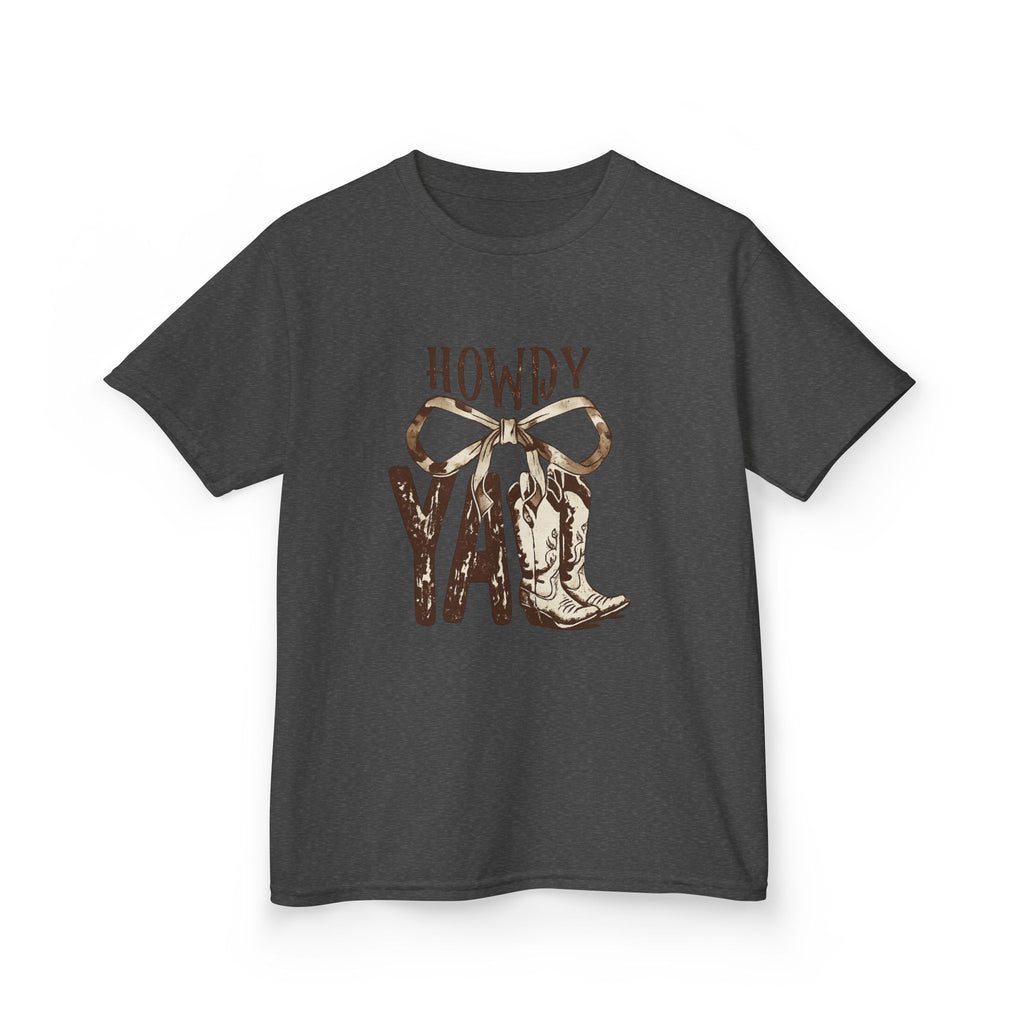 Howdy Y'all Kids T-Shirt — Western Cowboy Boot & Bow Graphic Tee