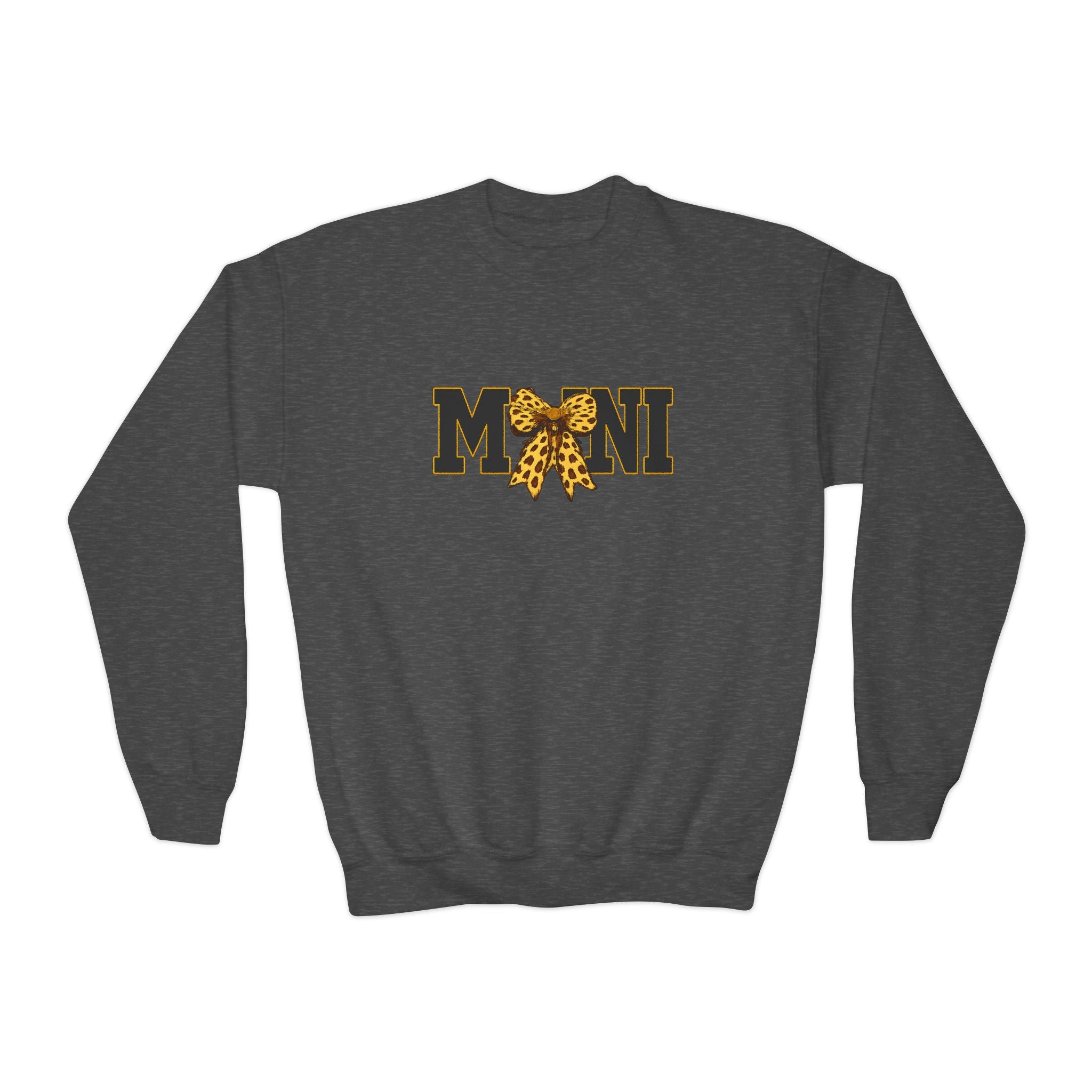 Youth 'Mini' Crewneck Sweatshirt — Leopard Bow Graphic