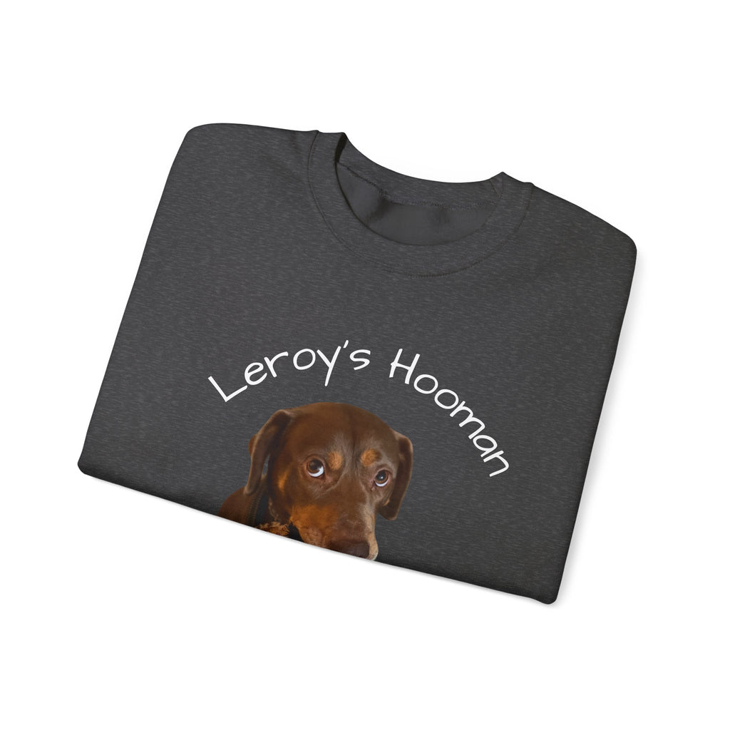 Crewneck Sweatshirt – "Leroy’s Human" Dachshund Graphic, Cute Pet Lover Gift