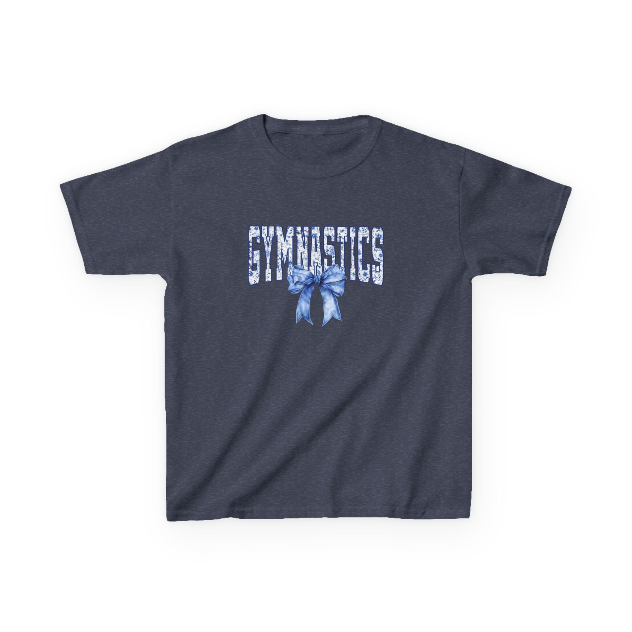 Gymnastics Kids Tee — Blue Bow Athletic Shirt for Girls