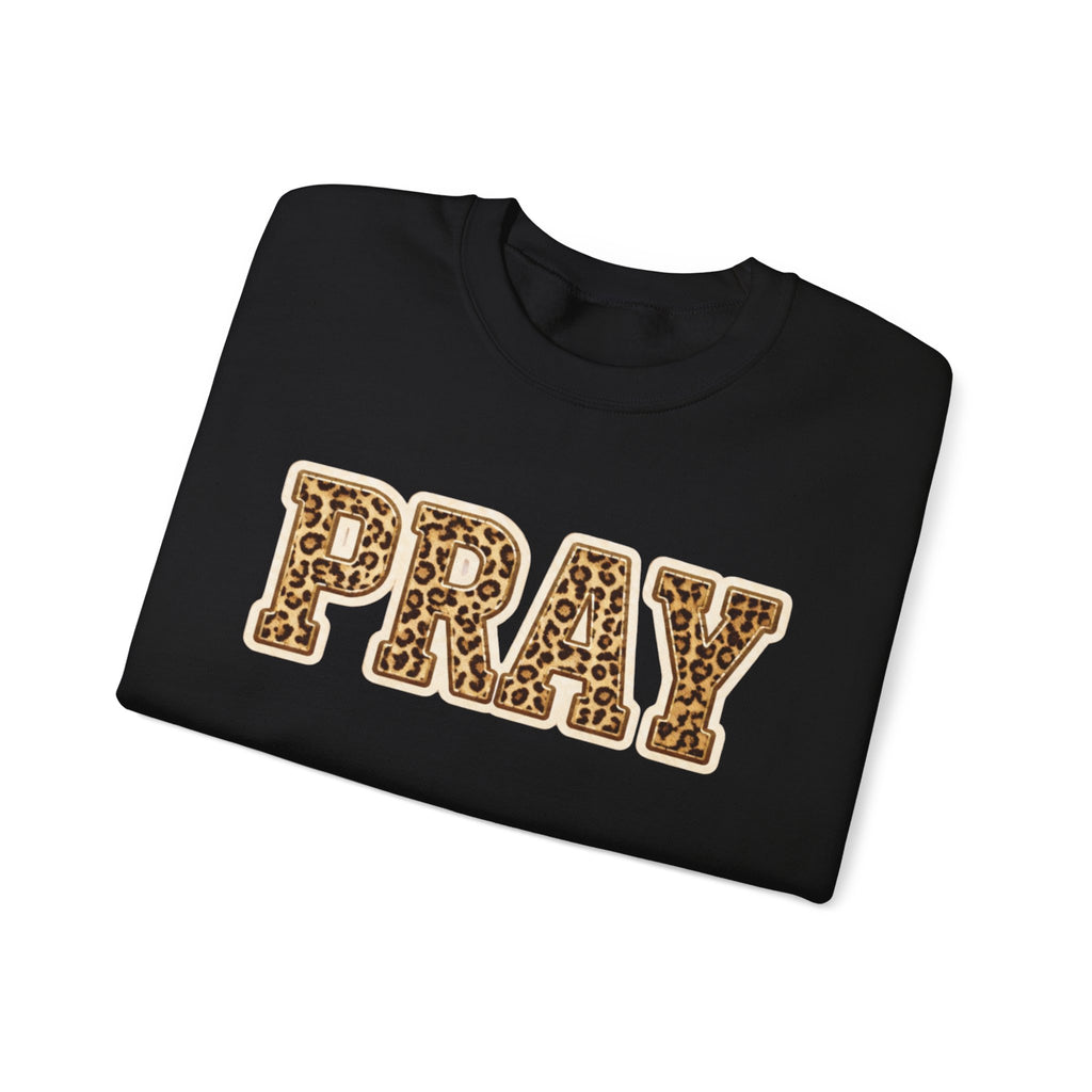 Pray Leopard Print Crewneck Sweatshirt