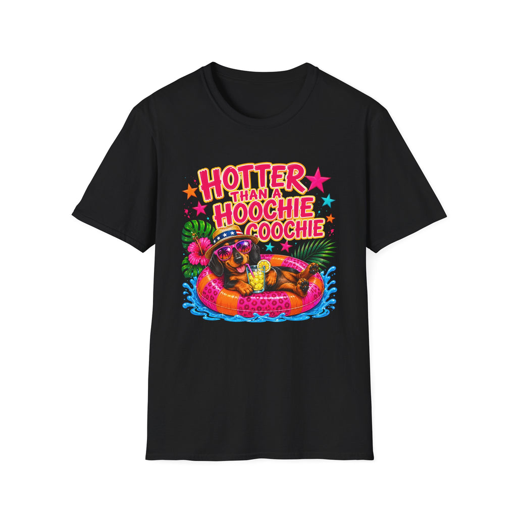 T-Shirt — "Hotter Than A Hoochie Coochie" Bright Retro Summer Graphic