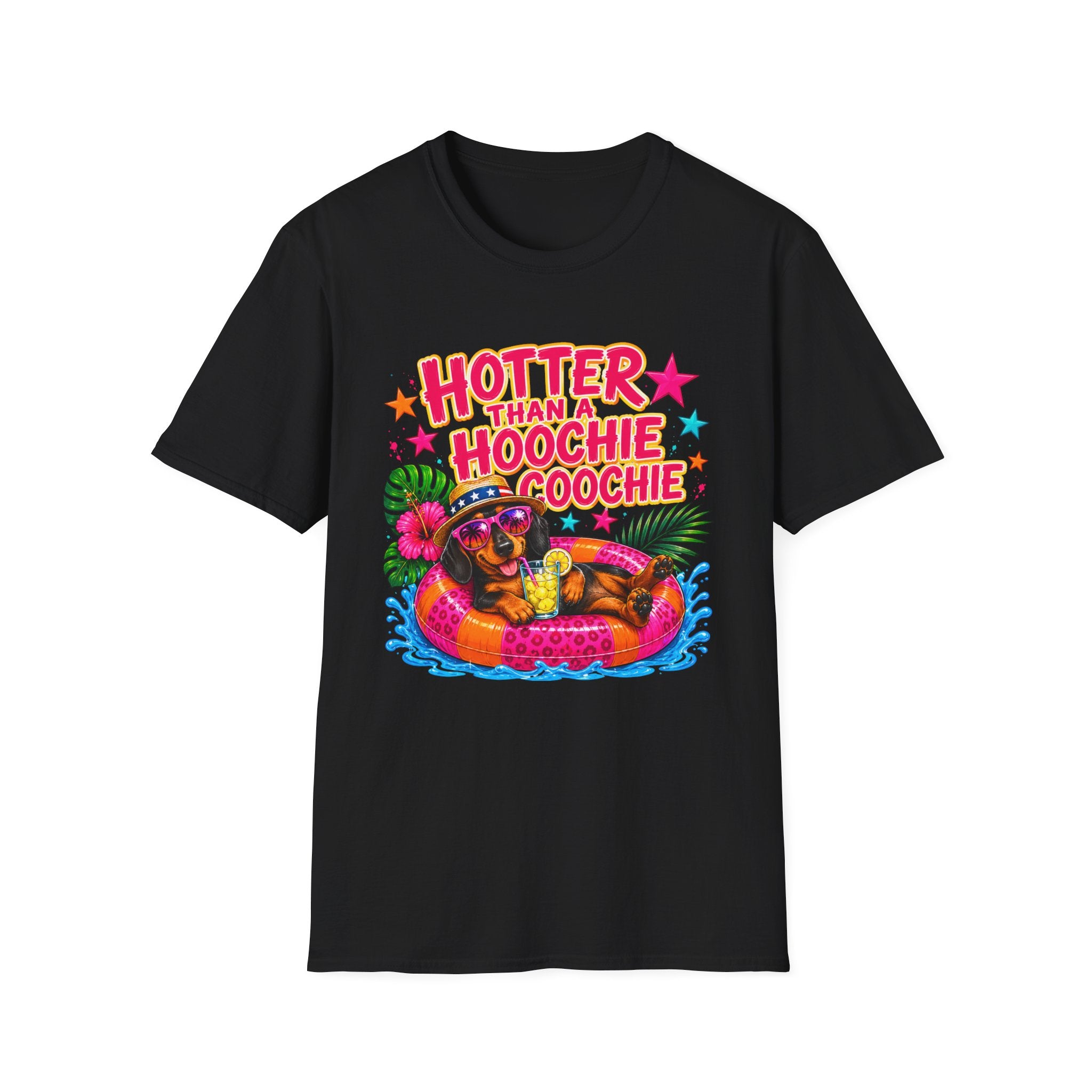 T-Shirt — "Hotter Than A Hoochie Coochie" Bright Retro Summer Graphic