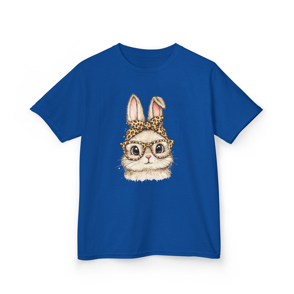 Kids Bunny with Glasses Tee — Cute Leopard Headband Rabbit Shirt for Children