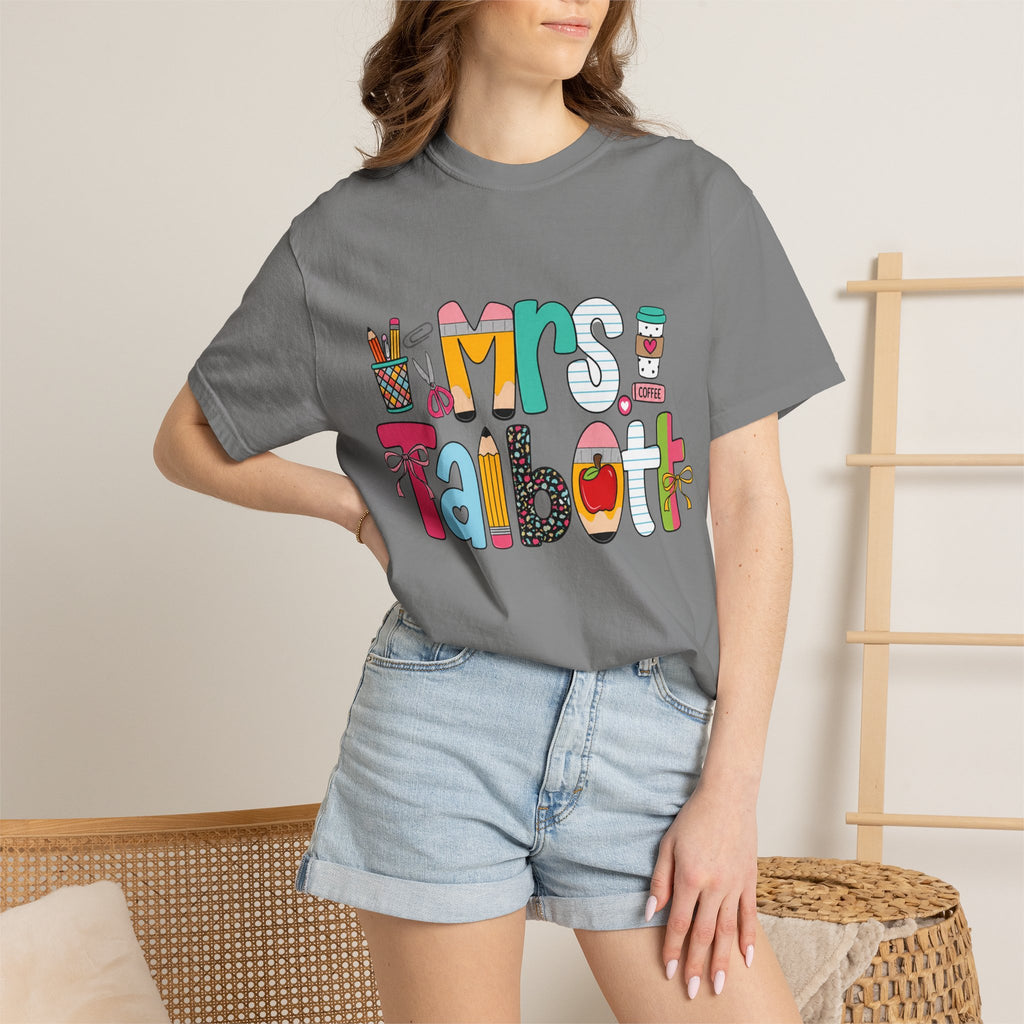 Teacher Name T‑Shirt — "Mrs. Talbott" Cute Classroom Doodle Design