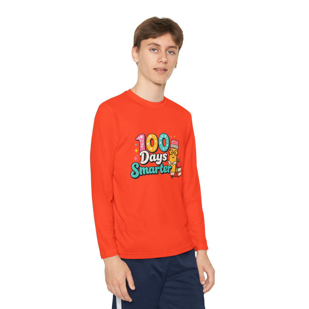 Youth Long Sleeve Tee - "100 Days Smarter" School Celebration Shirt