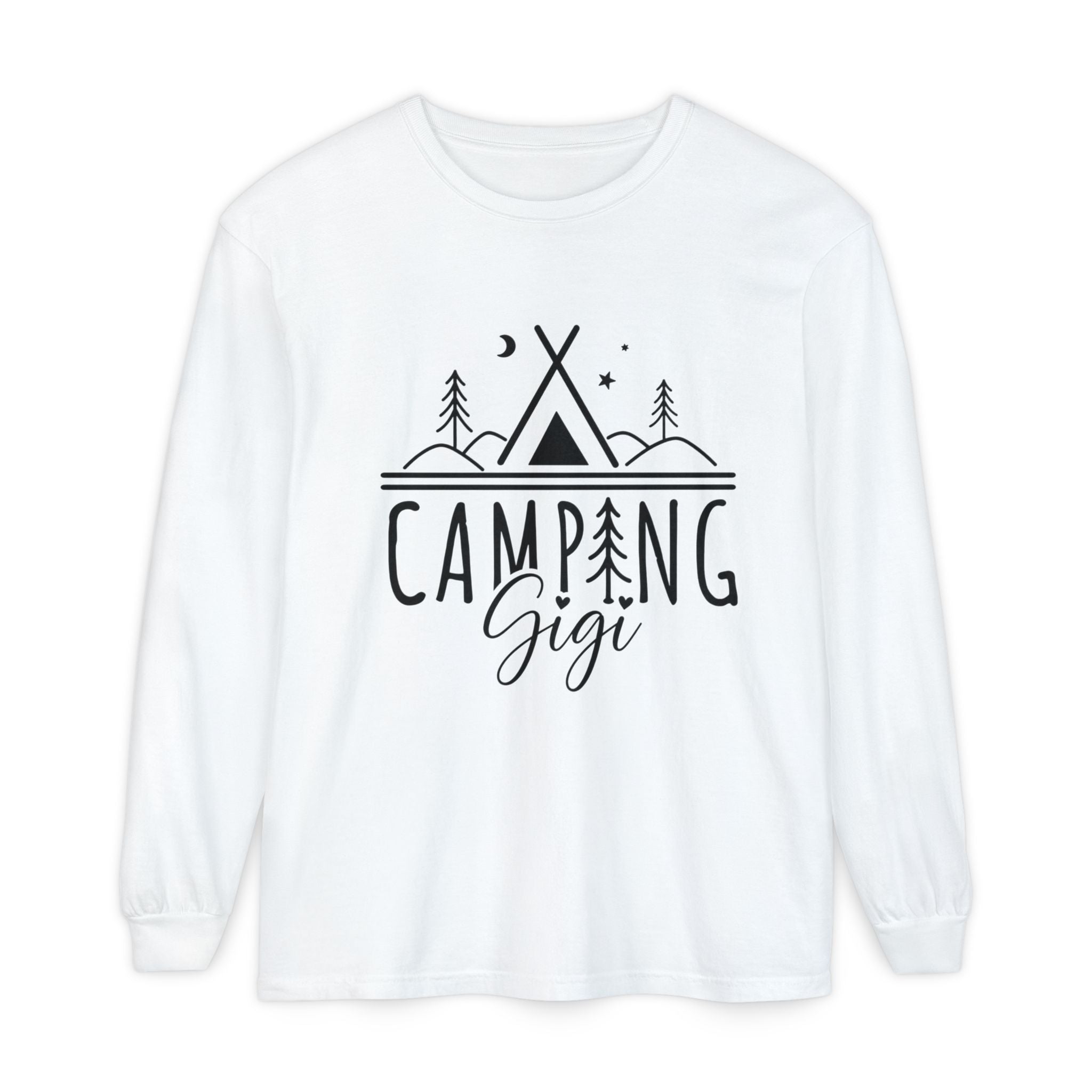 Camping Gigi Long Sleeve Tee — Graphic Camping Tent Shirt for Grandmothers
