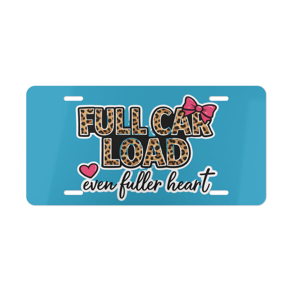 Vanity Plate - "Full Car Load, Even Fuller Heart" Leopard Bow Design