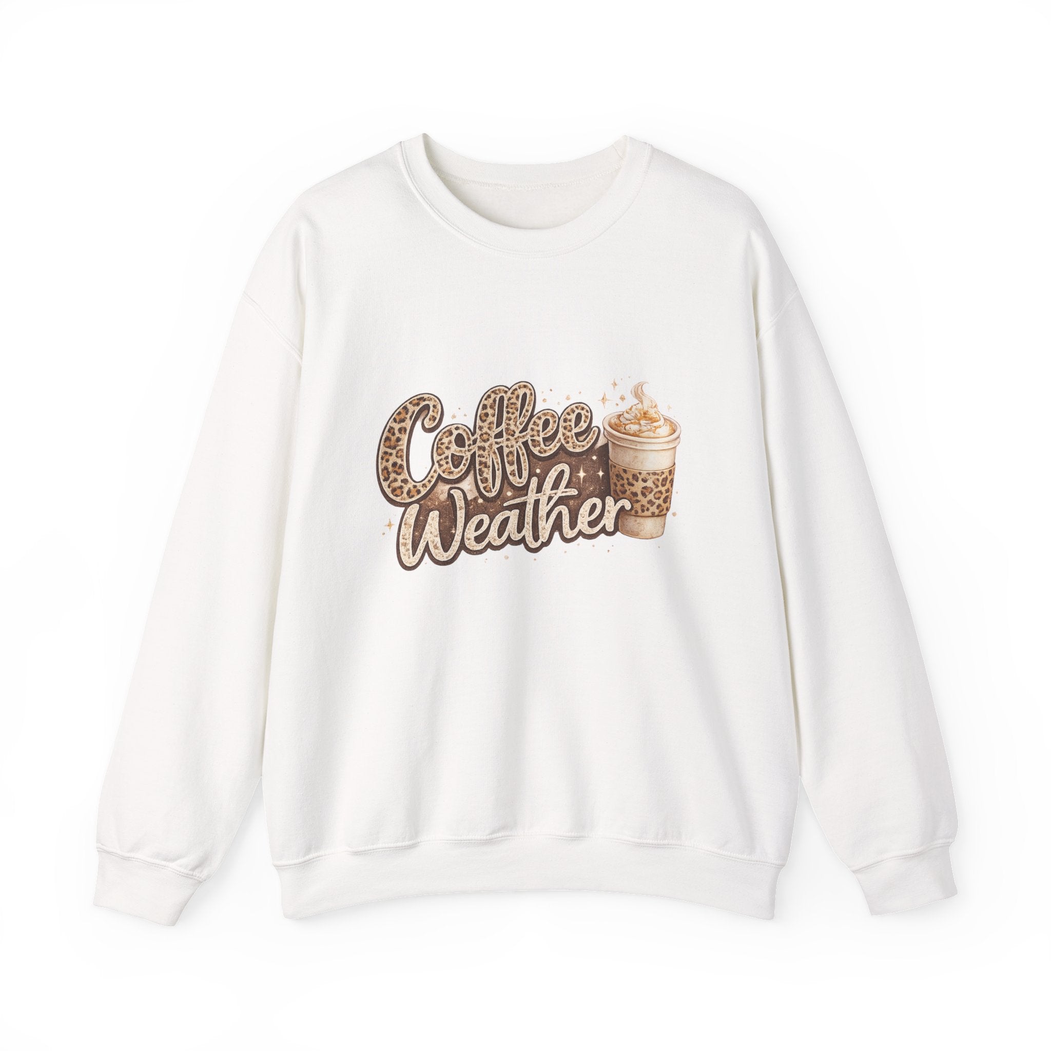Coffee Weather Sweatshirt – Cozy Leopard Print Coffee Cup Crewneck