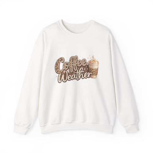 Coffee Weather Sweatshirt – Cozy Leopard Print Coffee Cup Crewneck