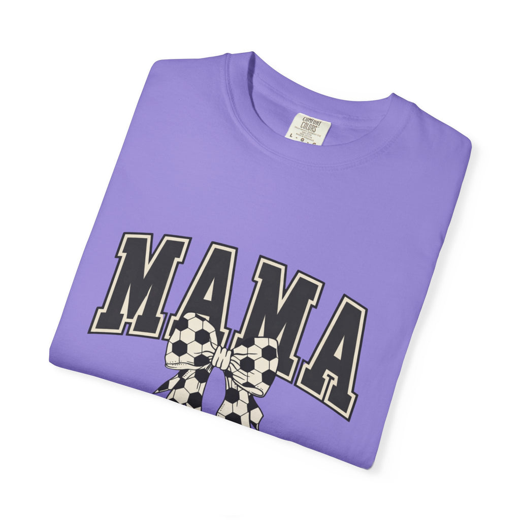 Mama Graphic T-Shirt — Retro Collegiate Letters with Polka Dot Bow