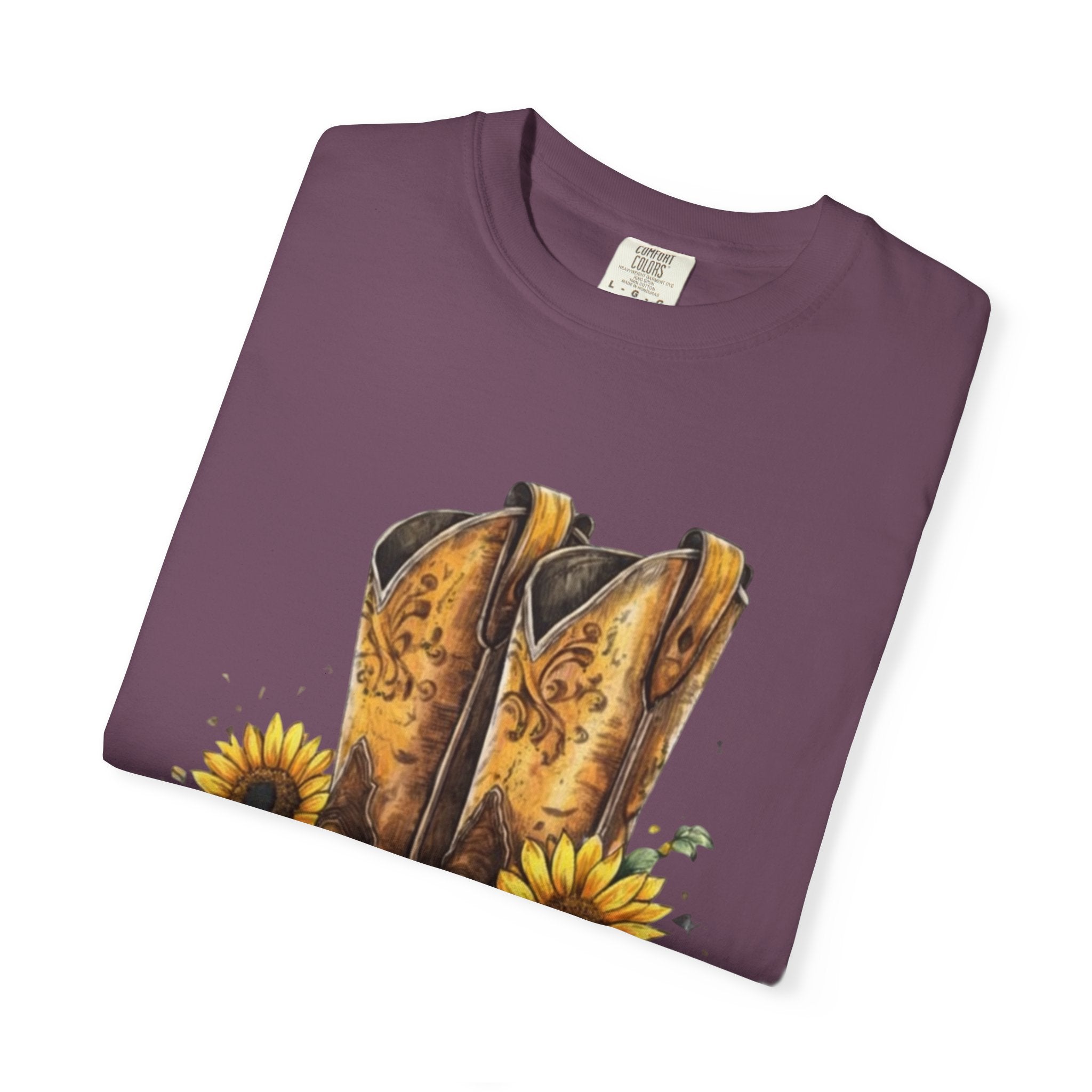Cowgirl Boots & Sunflowers T-Shirt — Western Floral Graphic Tee