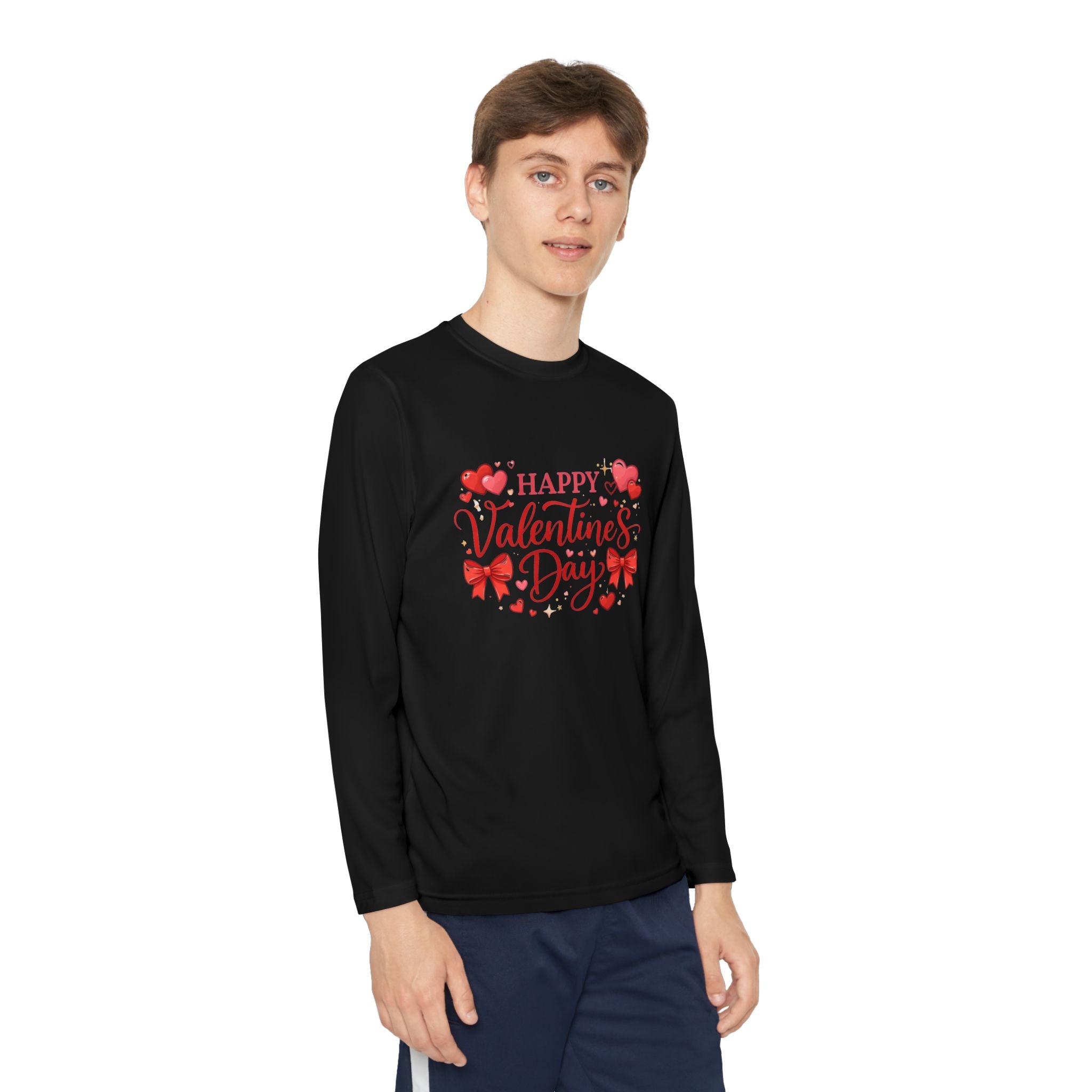 Valentine’s Day Youth Long Sleeve Tee — "Happy Valentine’s Day" Kids Shirt