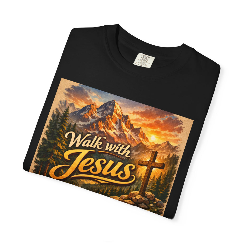 Walk with Jesus T-Shirt — Christian Faith Mountain Cross Tee