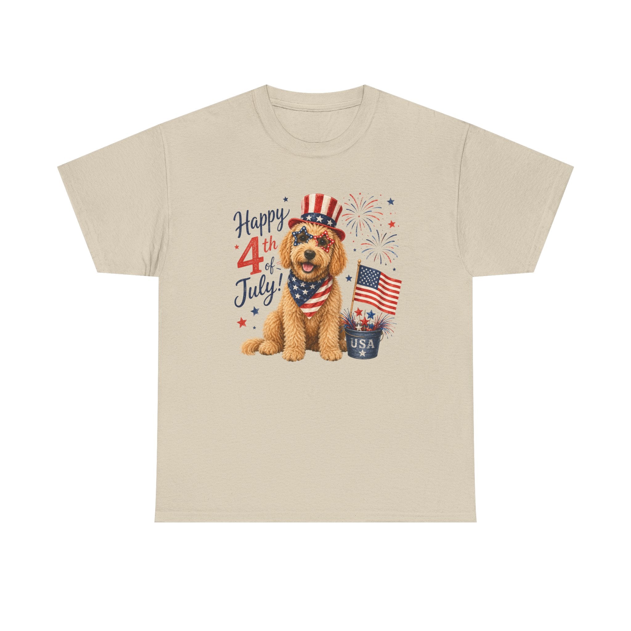 4th of July Dog T-Shirt - Happy 4th Puppy with USA Flag