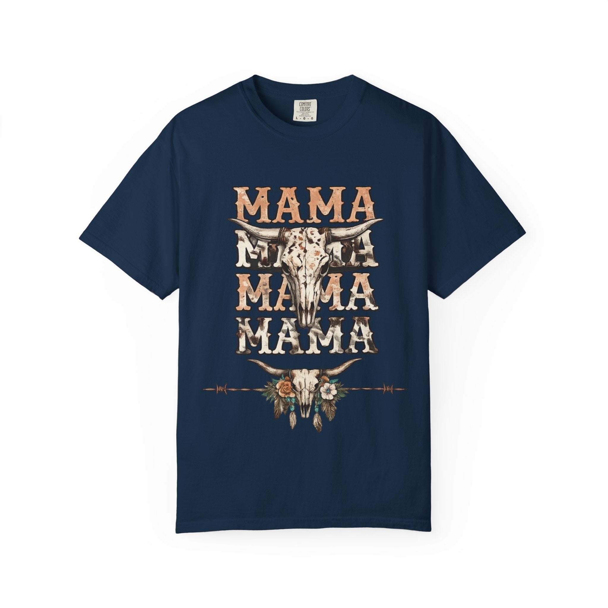 Mama Cow Skull Graphic T-Shirt — Western Boho Mom Tee