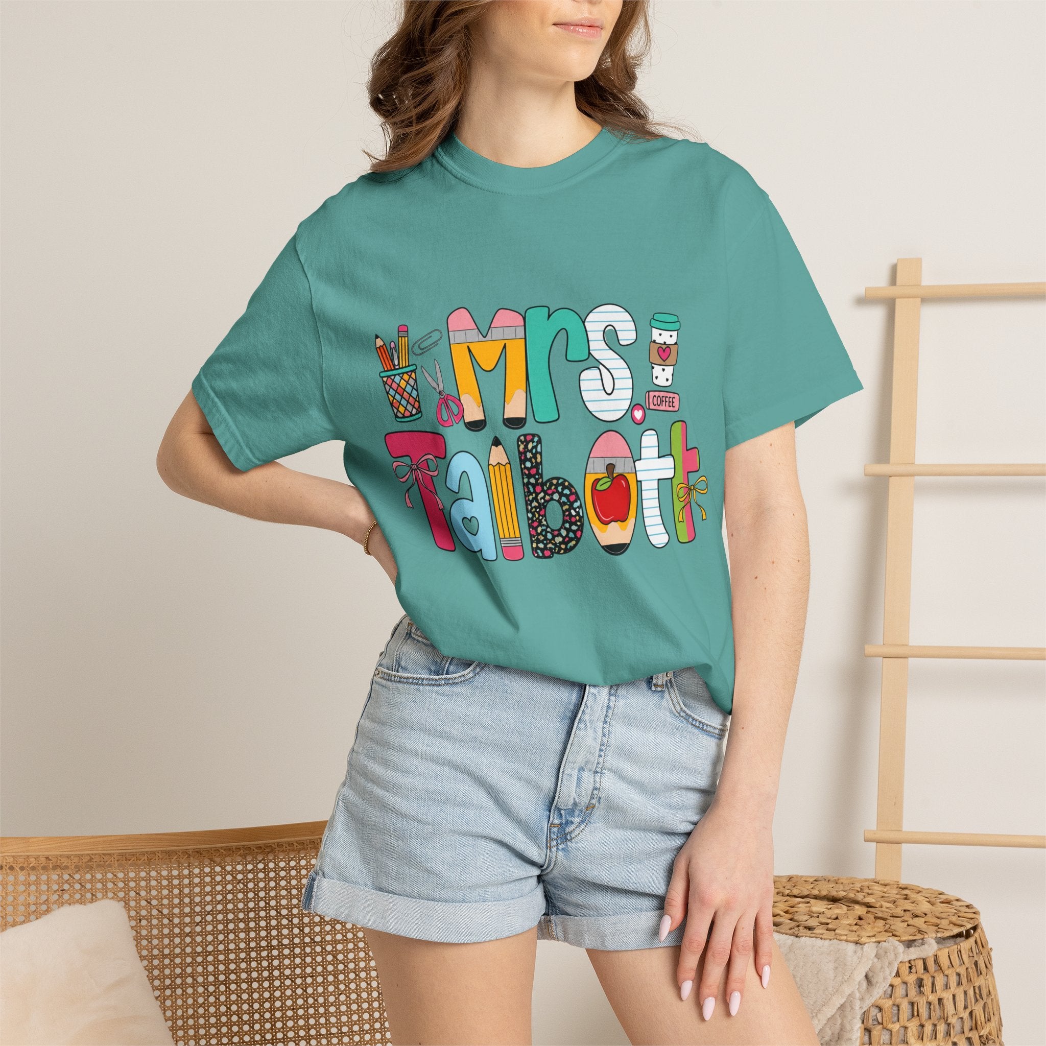 Teacher Name T‑Shirt — "Mrs. Talbott" Cute Classroom Doodle Design