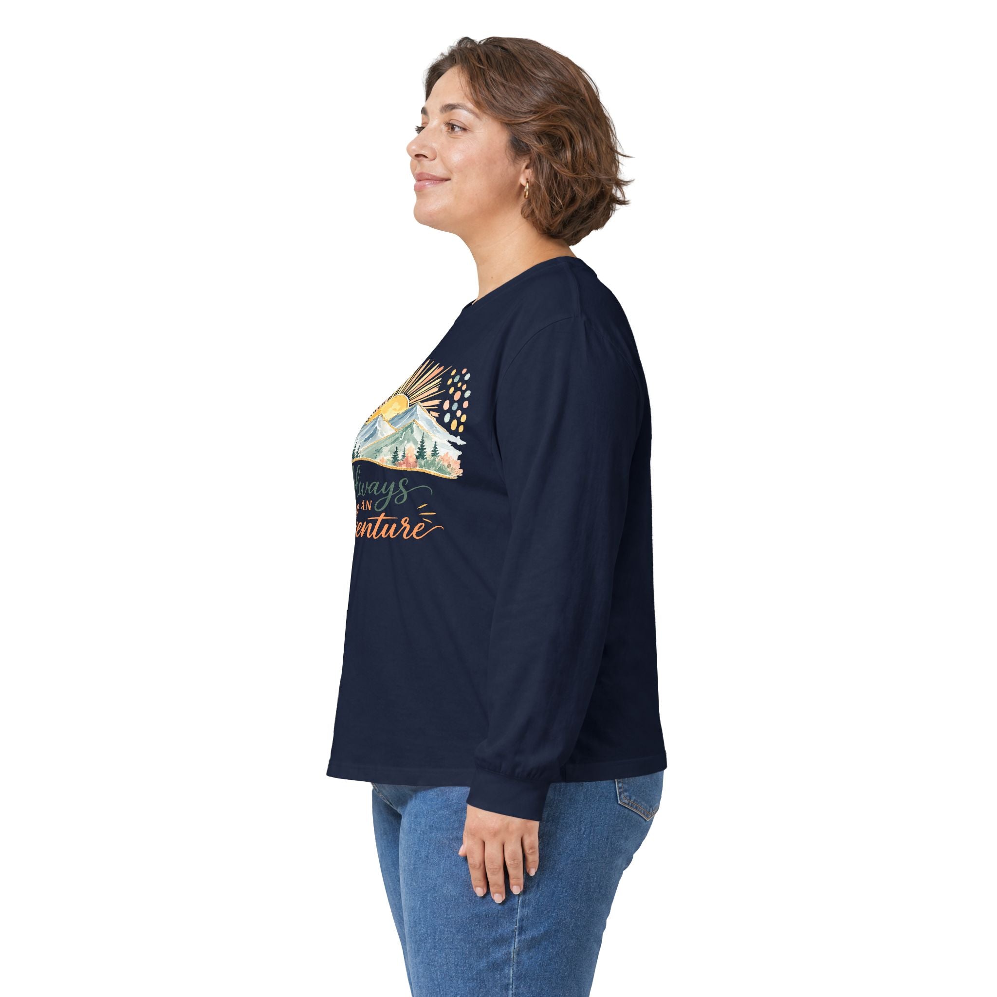 Always Adventure Long Sleeve Tee — Mountain Sunrise Outdoor Graphic Shirt