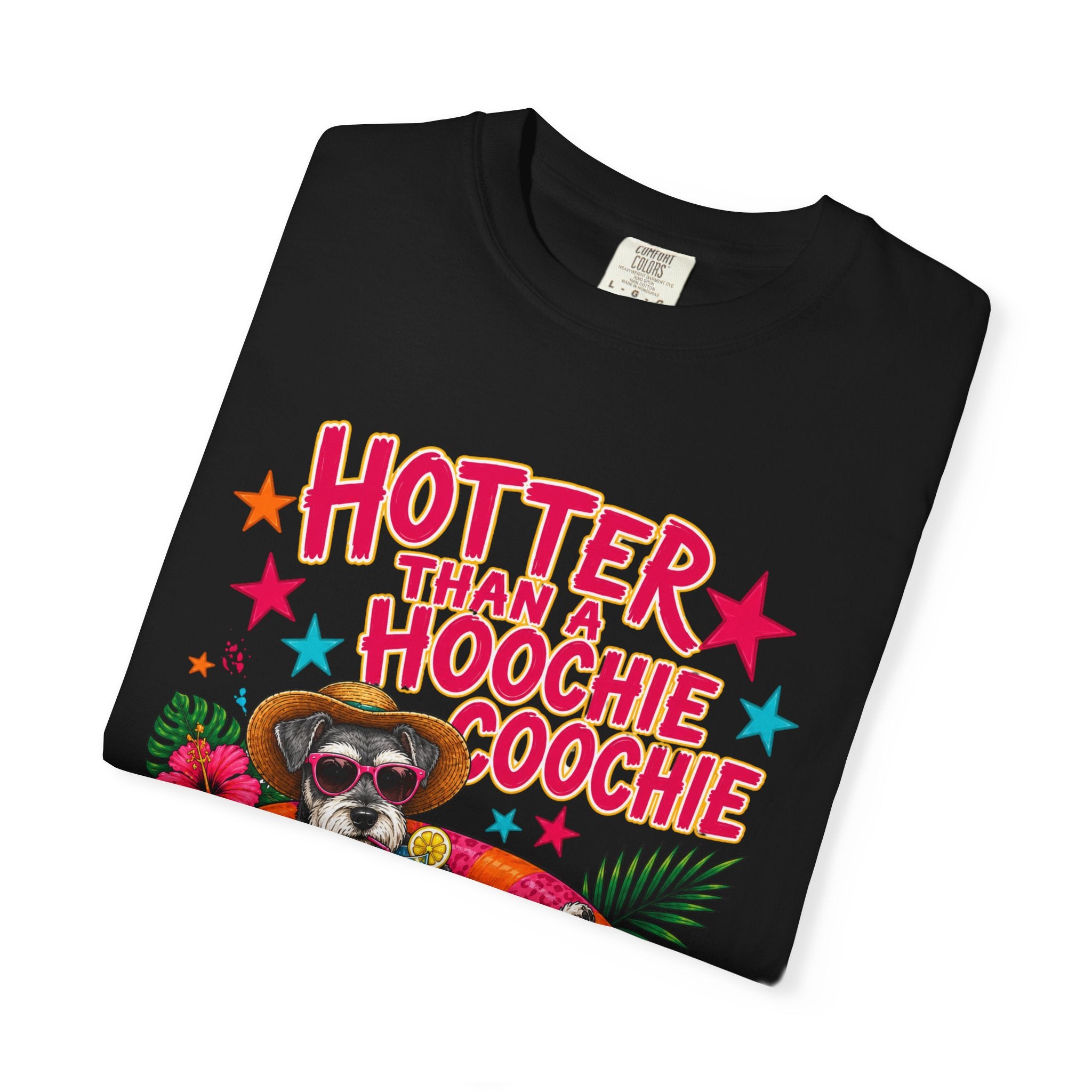 Graphic T-Shirt — "Hotter Than a Hoochie Coochie" Summer Pool Cat Tee