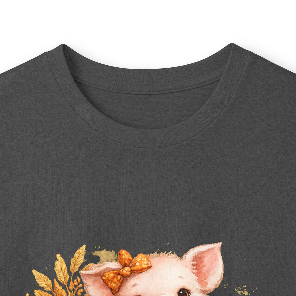 Long Sleeve Tee — Cute Fall Pig with Pumpkins & Sunflower Autumn Graphic
