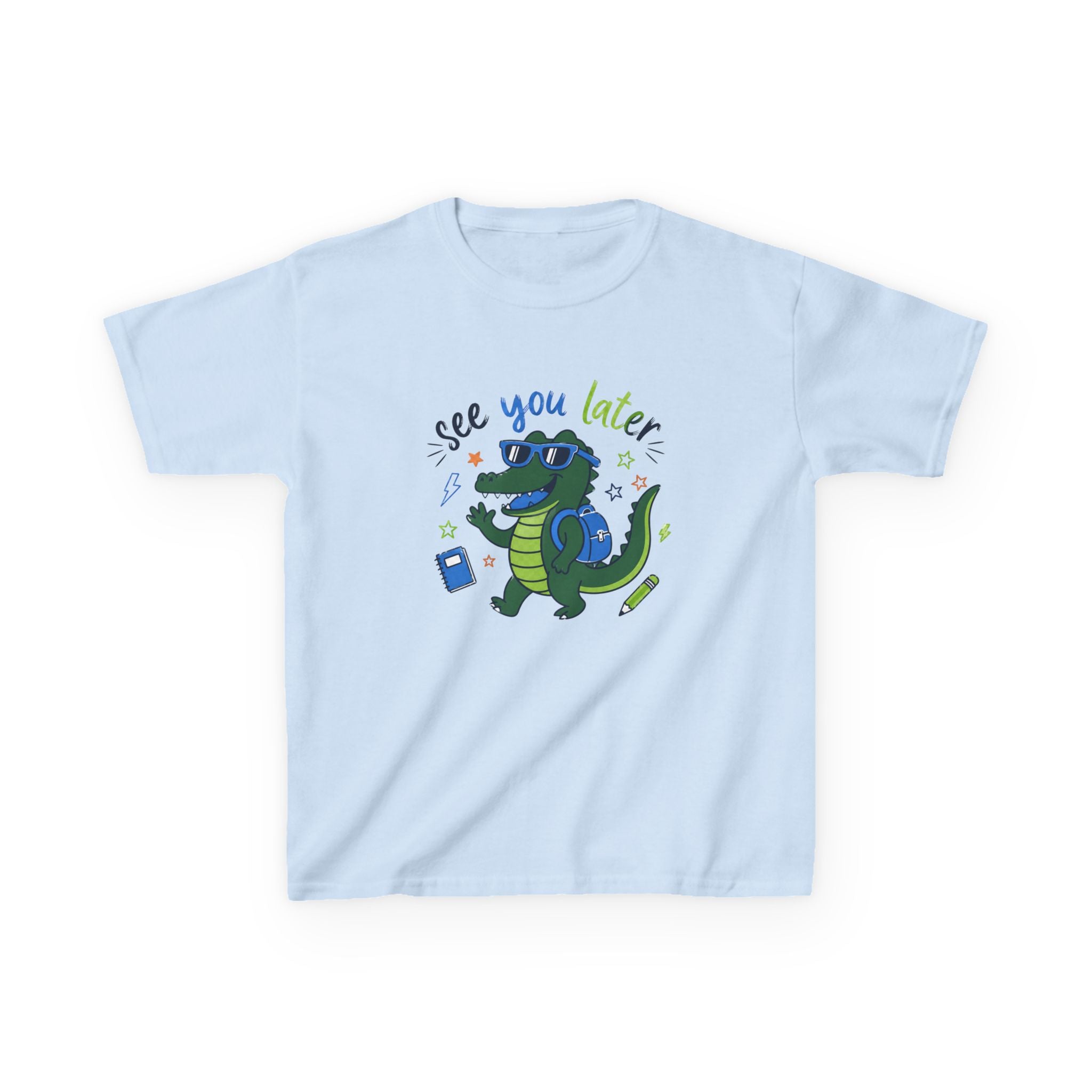 Kids T‑Shirt — "See You Later" Backpacking Alligator Graphic Tee