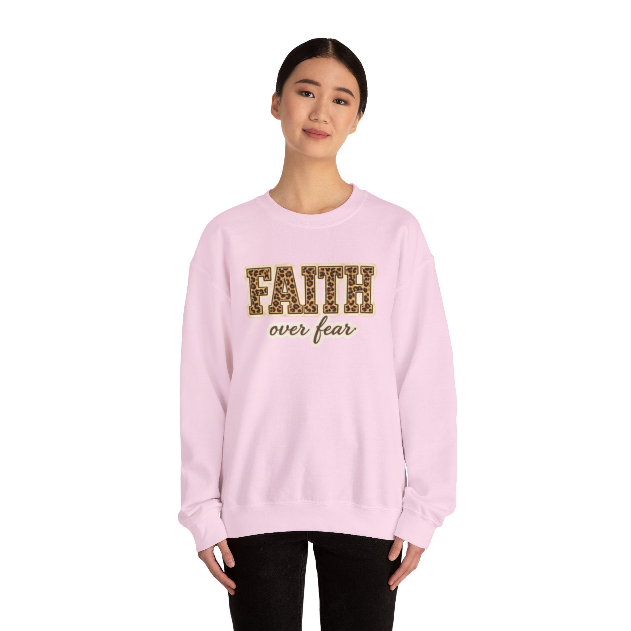 Faith Over Fear Leopard Graphic Sweatshirt