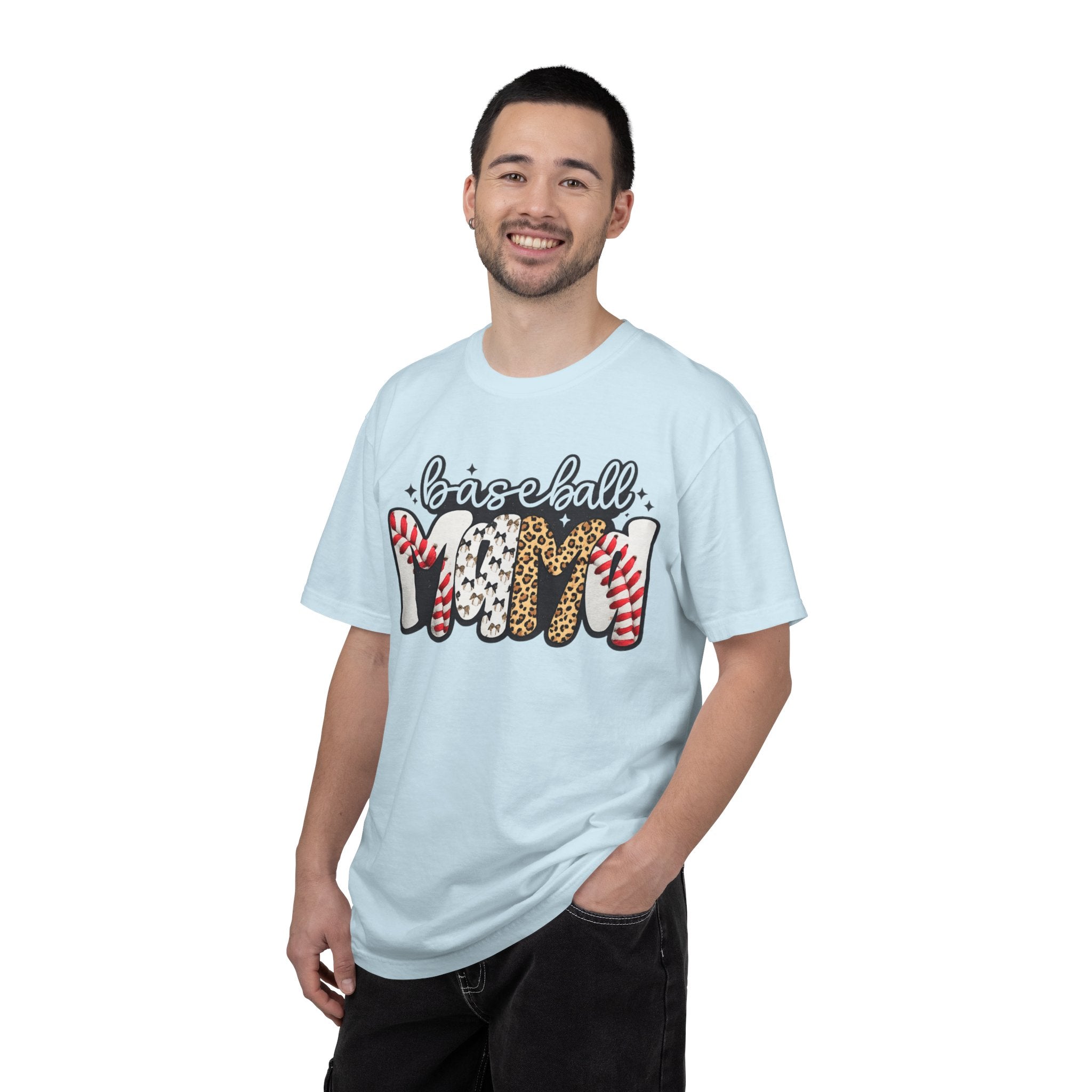 Baseball Mom T-Shirt — Leopard & Stitch Pattern Sports Tee
