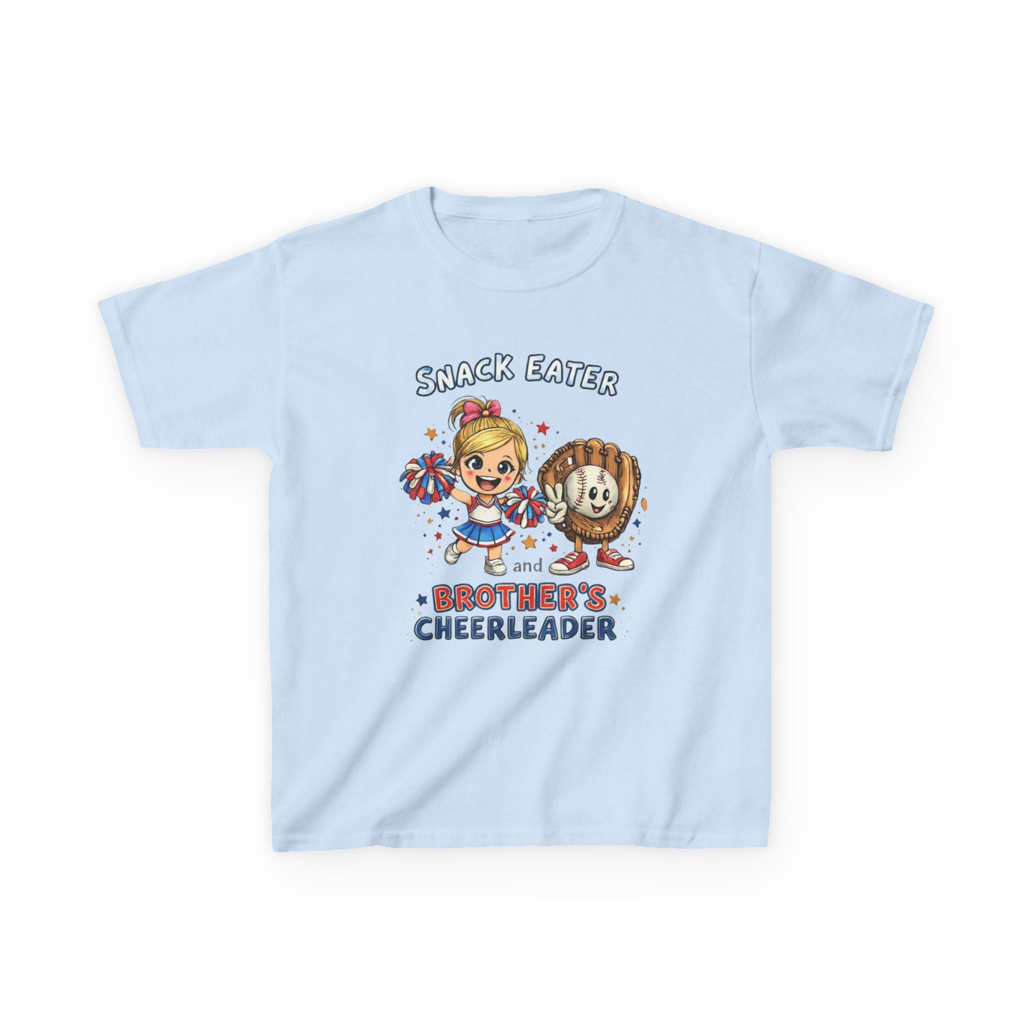 Kids Tee — "Snack Eater and Brother’s Cheerleader" Cute Patriotic Cheerleader Design