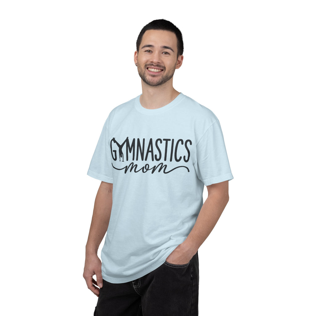 Gymnastics Mom T-Shirt — Casual White Crew Tee with Script Logo
