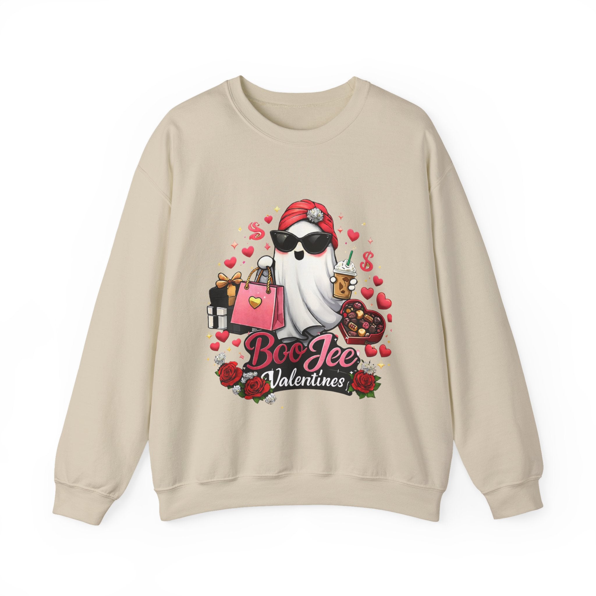 Valentine Boo Tee Sweatshirt — Cute Ghost Valentine Graphic Crewneck
