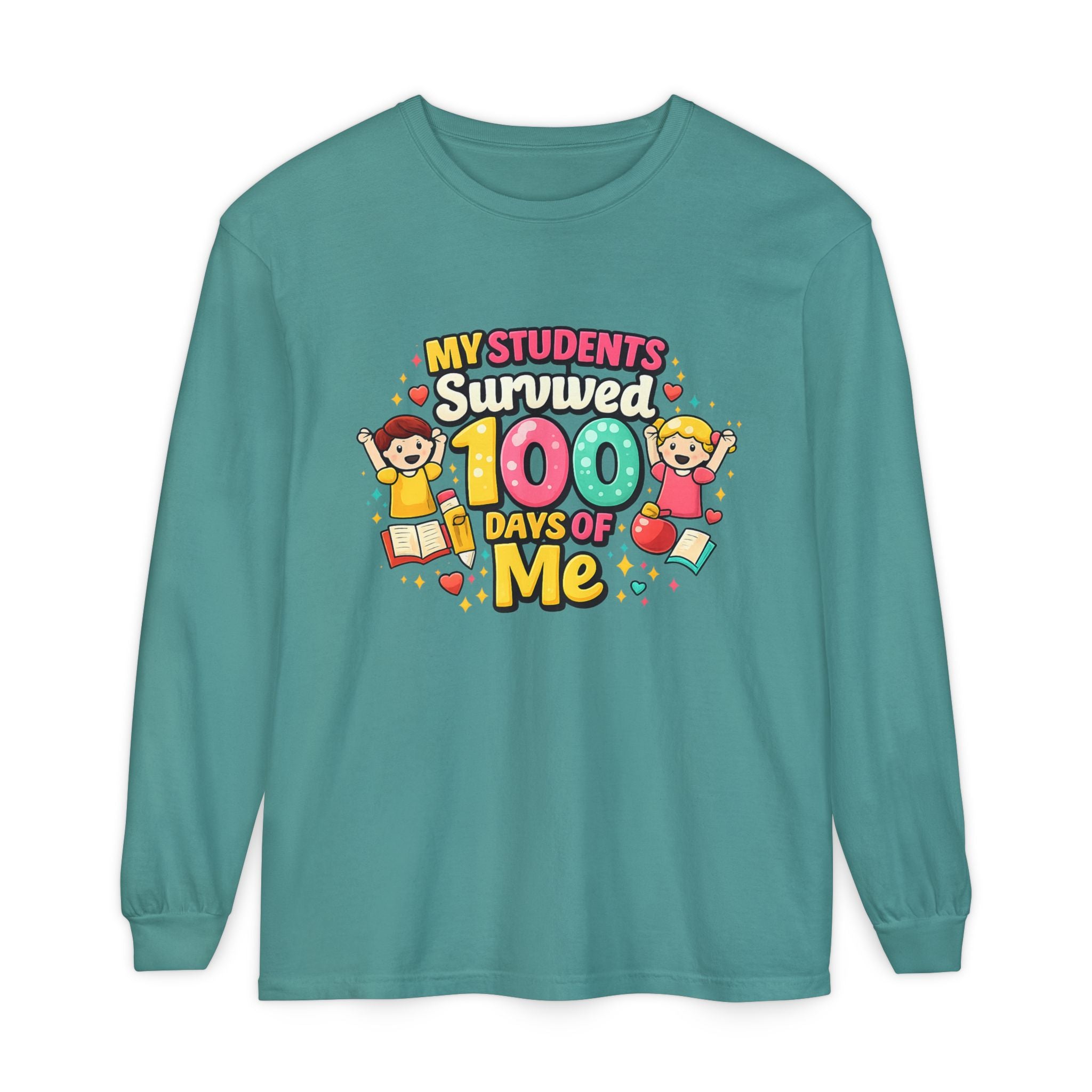 Teacher 'My Students Survived 100 Days of Me' Long Sleeve Tee