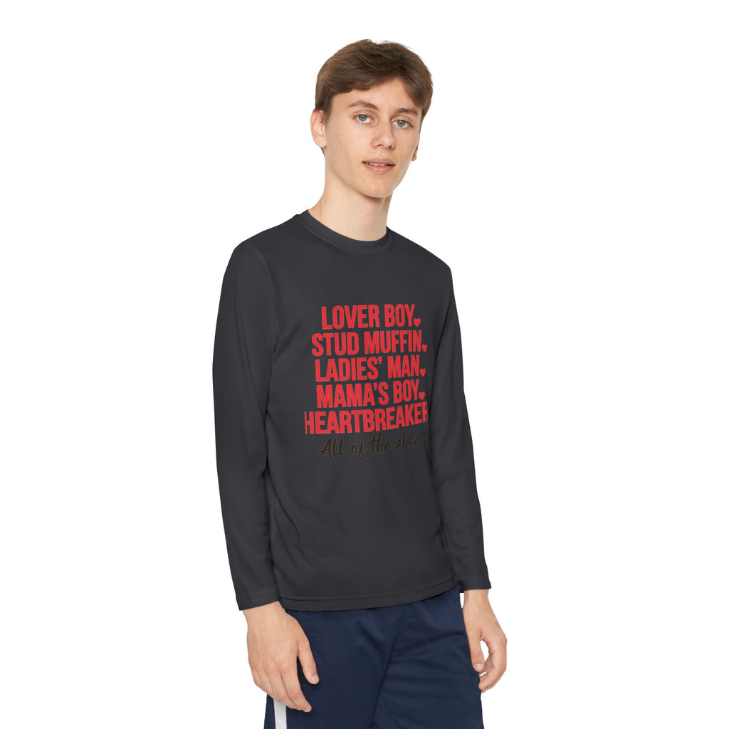 Youth Long Sleeve Tee - "Lover Boy, Stud Muffin...All of the Above!" Graphic