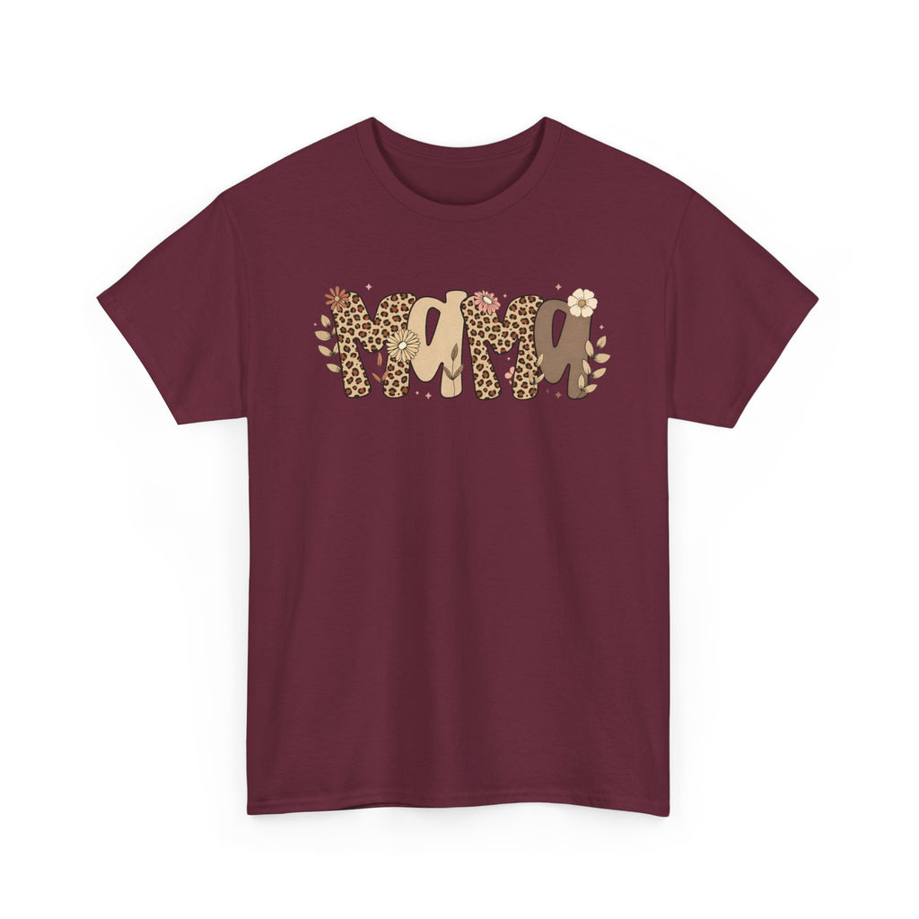 Mama Leopard Print T-Shirt — 'MAMA' Heart Graphic Mother's Day Tee
