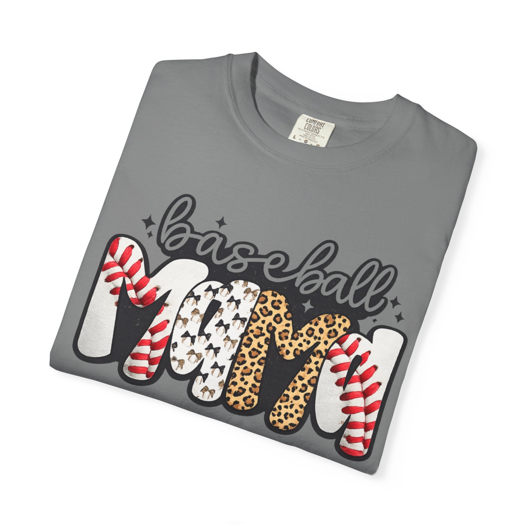 Baseball Mom T-Shirt — Leopard & Stitch Pattern Sports Tee