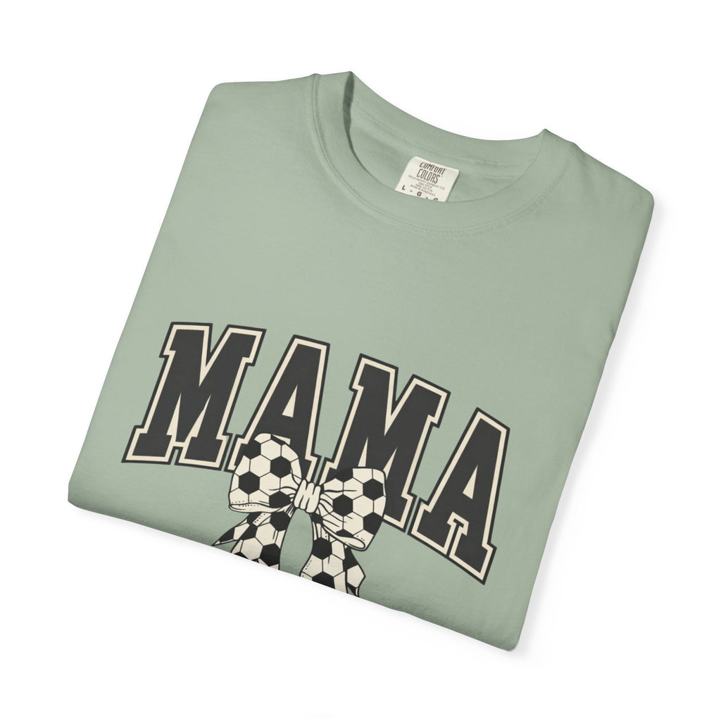 Mama Graphic T-Shirt — Retro Collegiate Letters with Polka Dot Bow
