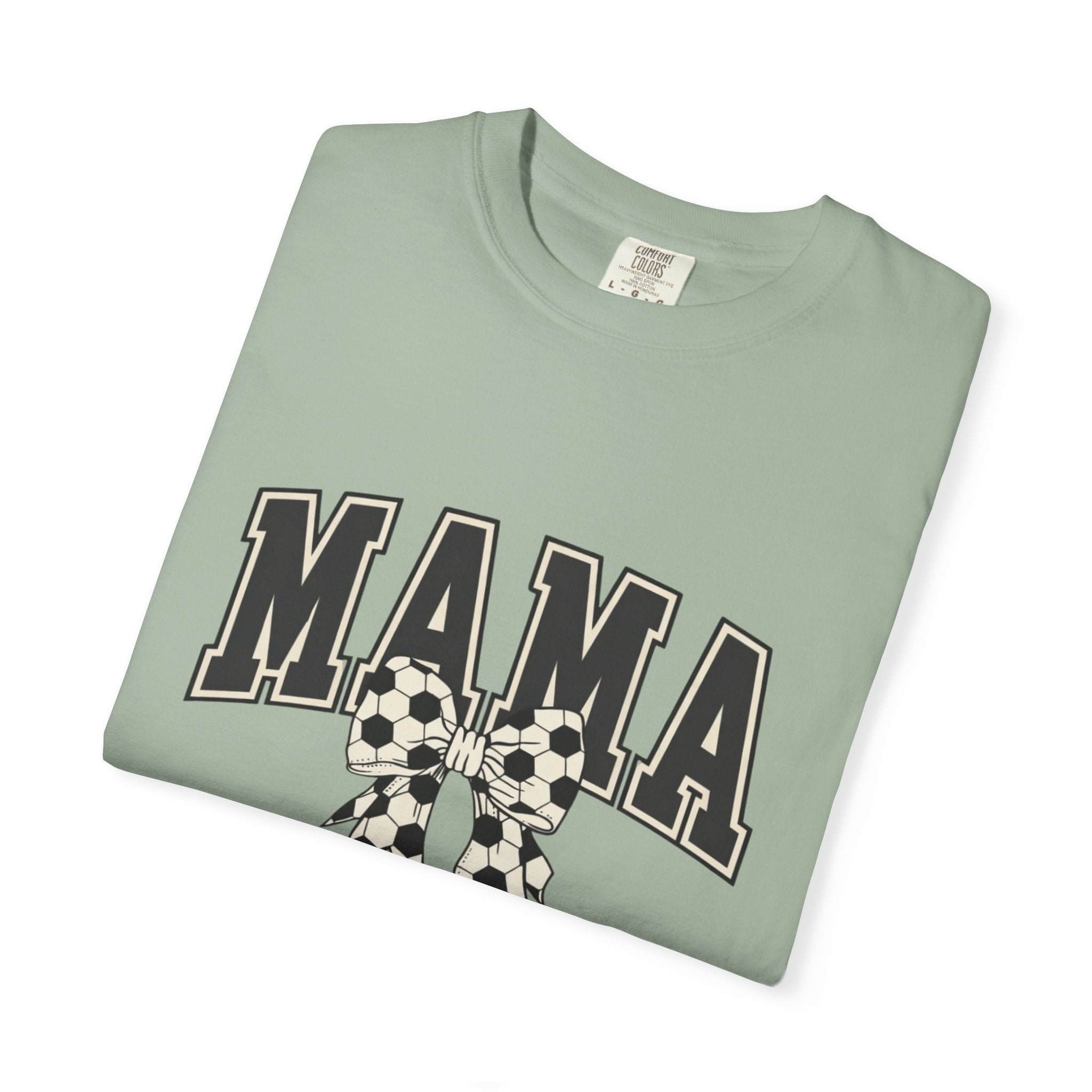 Mama Graphic T-Shirt — Retro Collegiate Letters with Polka Dot Bow